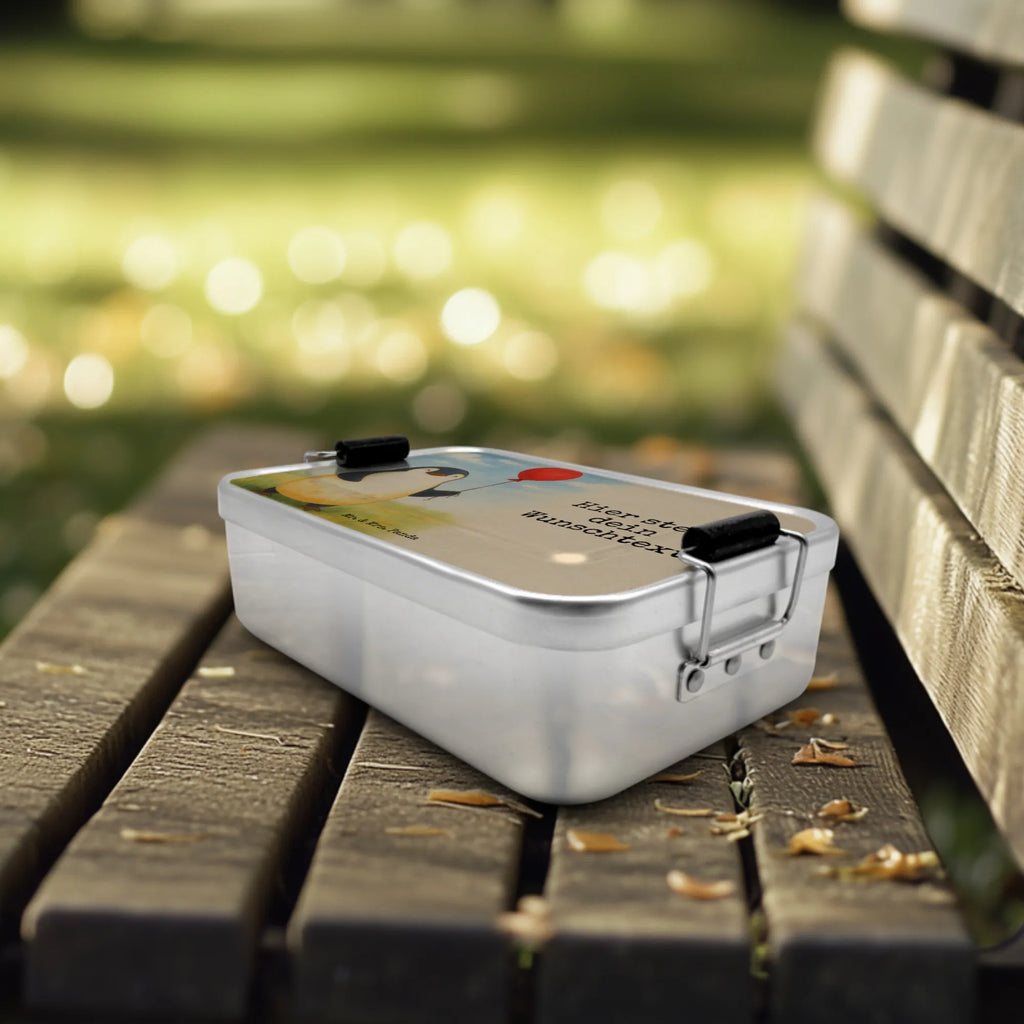 Personalisierte Metall Brotdose Pinguin Luftballon Design Brotdose, Brotdose mit Namen, Kindergarten, Brotbox, Uni, Schule, Brotbox mit Namen, Geschenk mit Namen, Pinguin, neues Leben, Motivation, Luftballon, Liebe, Pinguine, Lebenslust, Glück, Tagträume, Geschenkidee, Neustart, beste Freundin, Geschenk Freundin