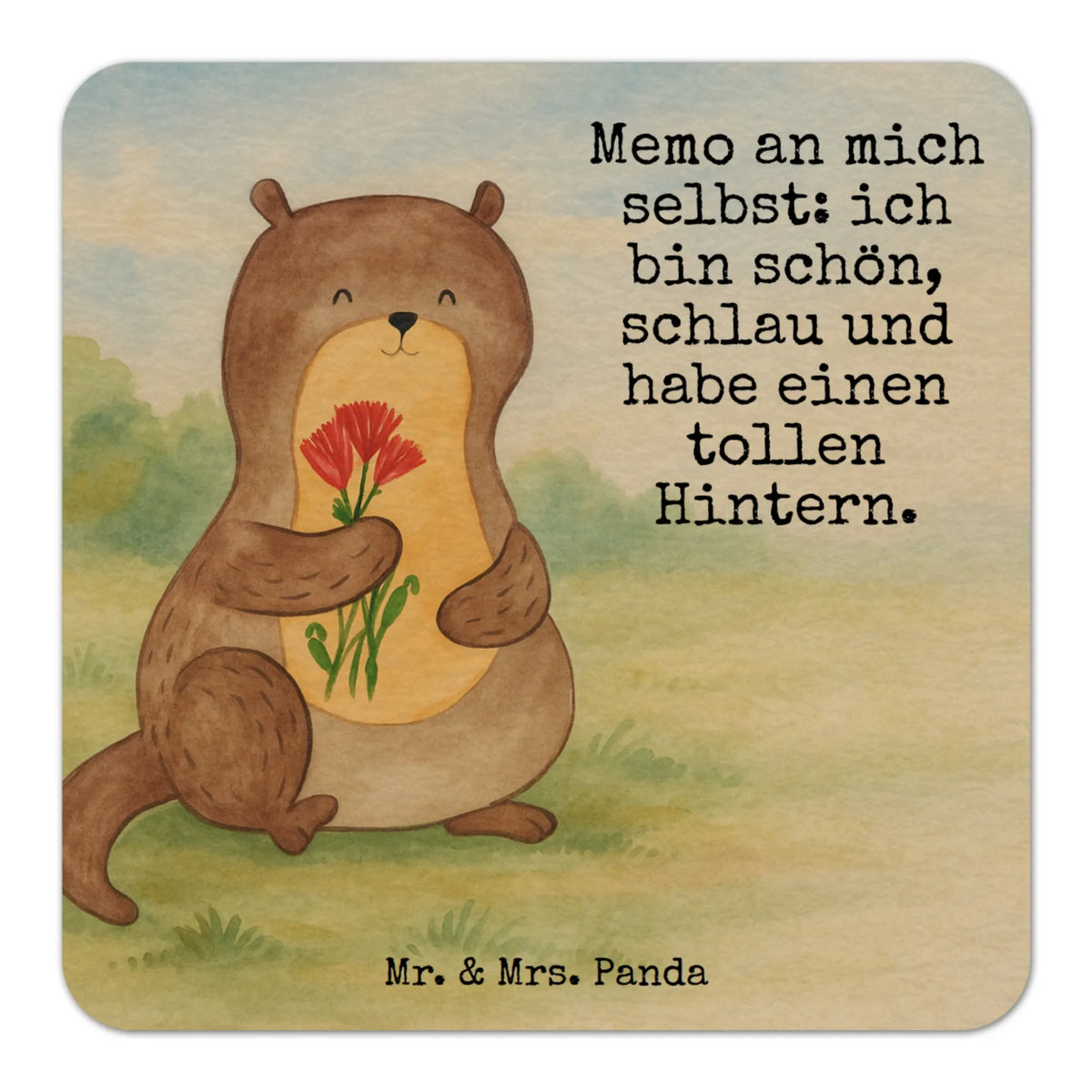 Bierdeckel Otter Blumenstrauß Design