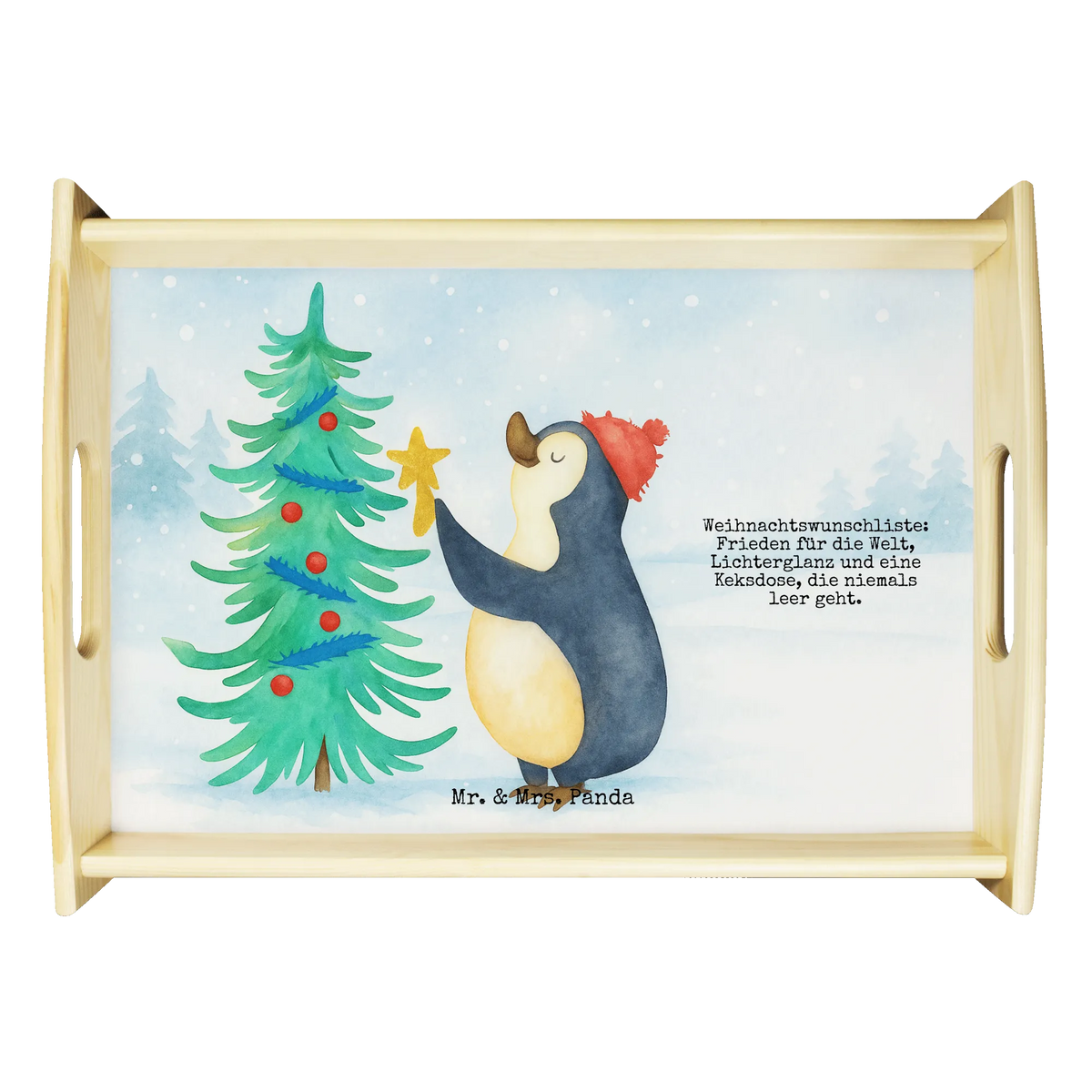 Serving tray penguin Christmas tree Design Christmas time, snow