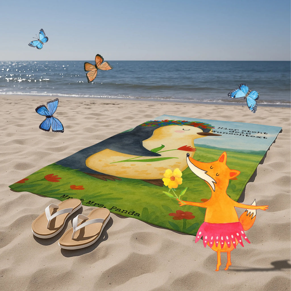 Personalized Bath Towel Penguin Flower Design Personalisiertes Badetuch, Personalisiertes Handtuch, Badetuch mit Namen, Duschtuch mit Namen, Saunatuch mit Namen, Kinder Handtuch mit Namen, Strandtuch mit Namen, Pinguin, Ziele, Leben, Lebenslust, Geschenkidee, Blumenkranz, Pinguine, Liebeskummer, Wünsche, Lebensziele, Motivation, Universum