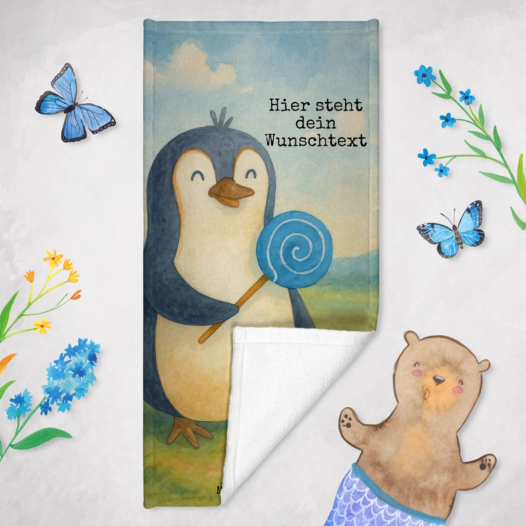 Personalized Bath Towel Penguin lollipop Design Strandtuch mit Namen, Kinder Handtuch mit Namen, Saunatuch mit Namen, Personalisiertes Badetuch, Badetuch mit Namen, Duschtuch mit Namen, Personalisiertes Handtuch, Pinguin, Rebell, Spruch, Gauner, Lolli, Blödsinn, Rabauke, Pinguine, Süßigkeiten, Ganove
