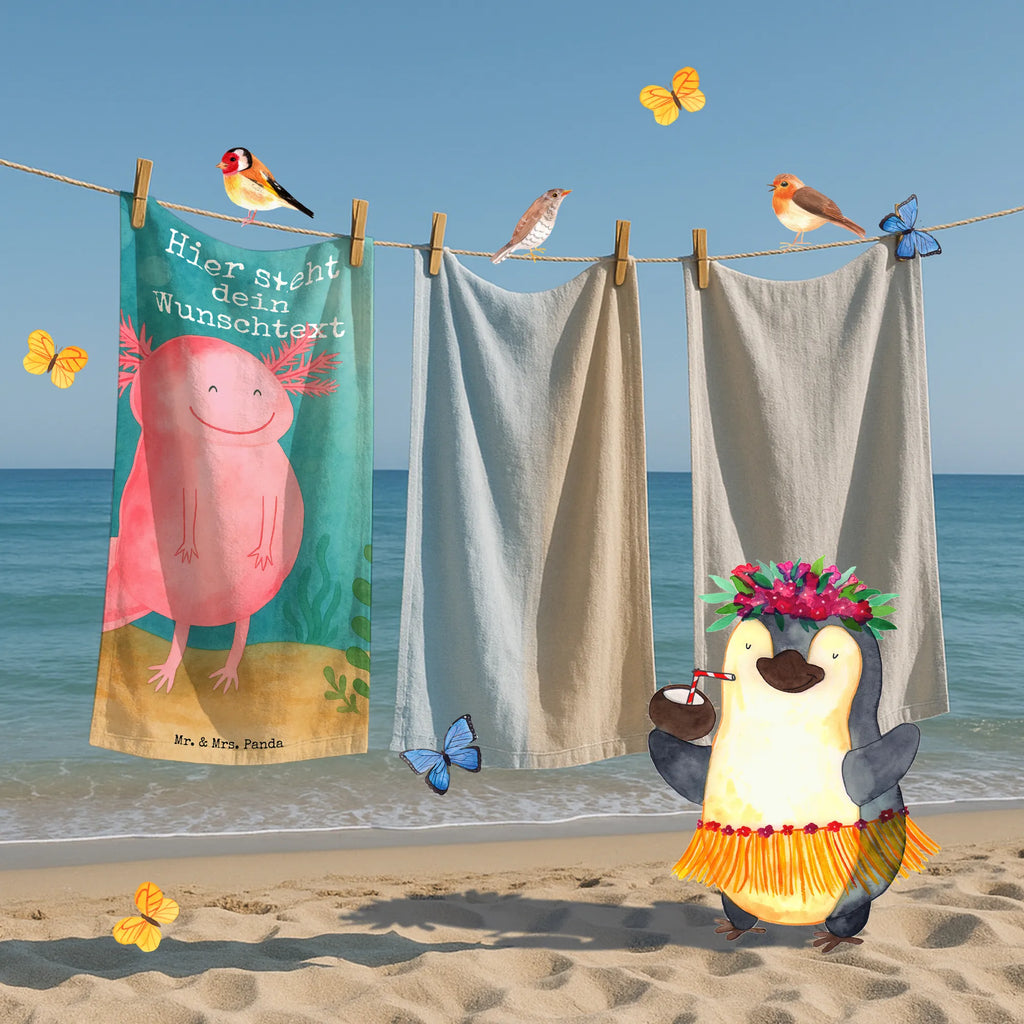 Spersonalizowany ręcznik kąpielowy Aksolotl Szczęśliwy Design Personalisiertes Badetuch, Kinder Handtuch mit Namen, Strandtuch mit Namen, Saunatuch mit Namen, Badetuch mit Namen, Duschtuch mit Namen, Personalisiertes Handtuch, Axolotl, Molch, gute Laune, Lurche, Schwanzlurch, Lurch, Axolot, Motivation