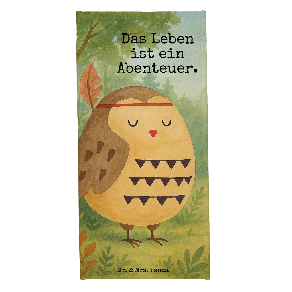 Badehandtuch Eule Federschmuck Design Duschtuch, Badetuch, Strandtuch, Saunatuch, Kinder Handtuch, Eule, Eule Deko, Owl, Das Leben ist ein Abenteuer, Reisespruch, Federschmuck, Dekoration