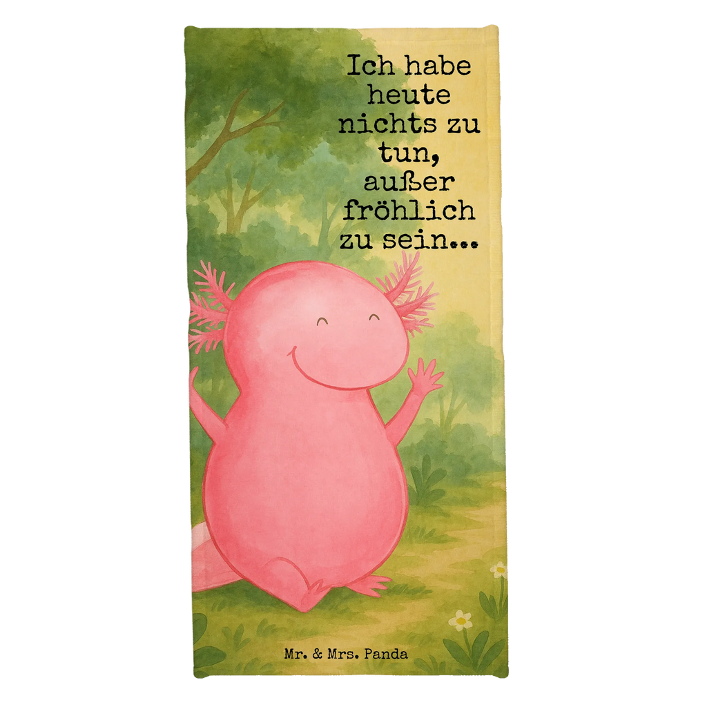 Badehandtuch Axolotl Hurra Design Duschtuch, Badetuch, Strandtuch, Saunatuch, Kinder Handtuch, Axolotl, Molch, Axolot, Schwanzlurch, Lurch, Lurche, fröhlich, Spaß, Freude, Motivation, Zufriedenheit