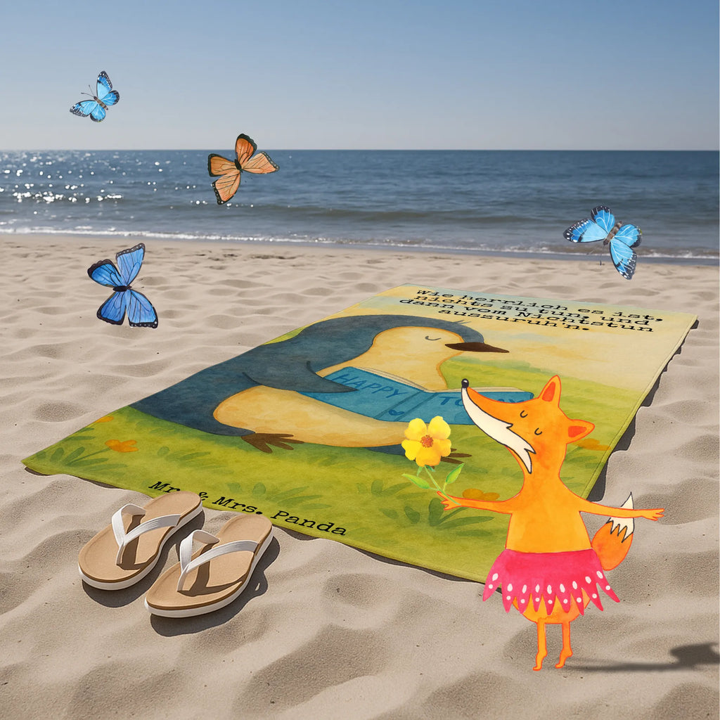 Hand towel Penguin A book Design Duschtuch, Badetuch, Strandtuch, Saunatuch, Kinder Handtuch, Pinguin, Pinguine, Buch, Lesen, Bücherwurm, Nichtstun, Faulenzen, Ferien, Urlaub, Freizeit