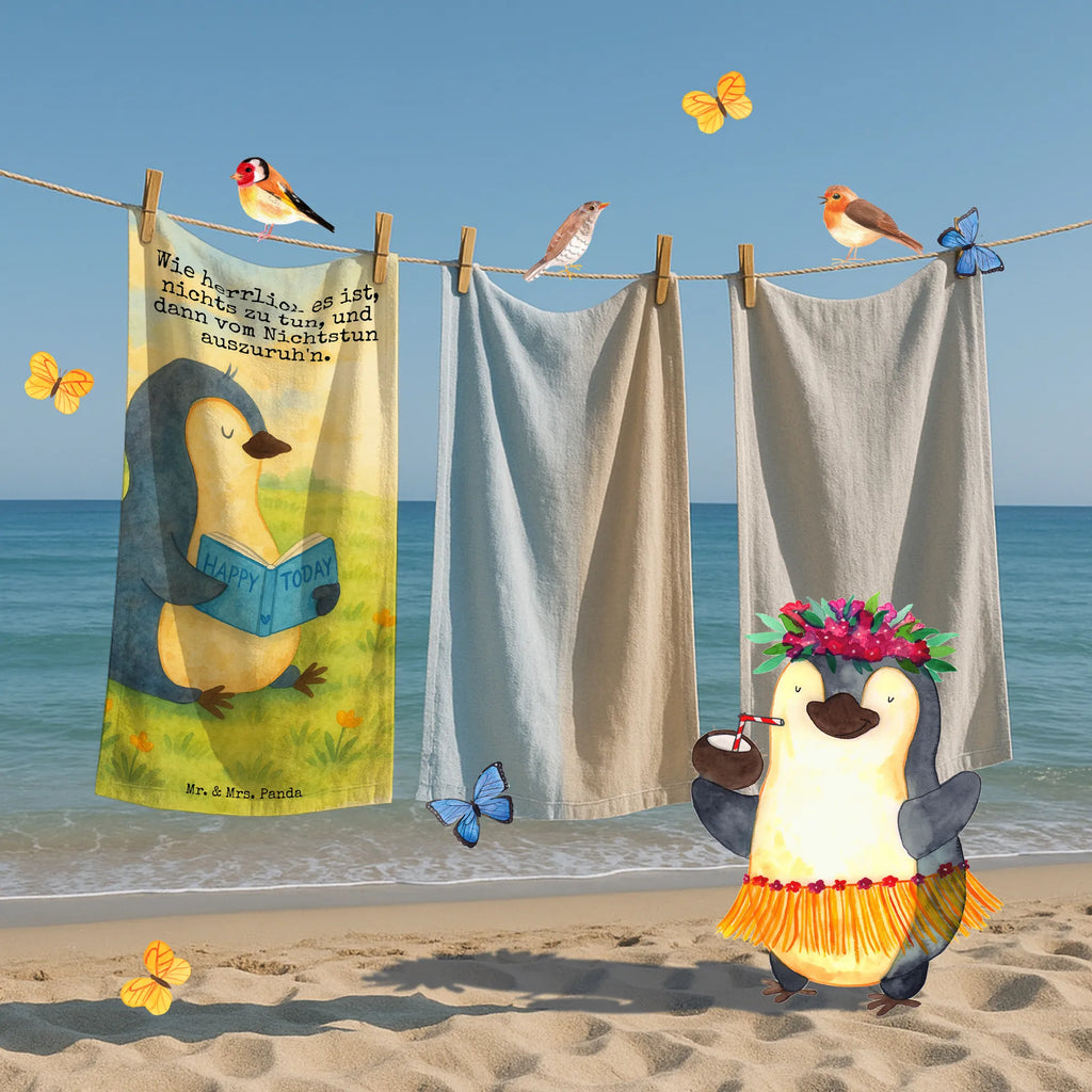 Hand towel Penguin A book Design Duschtuch, Badetuch, Strandtuch, Saunatuch, Kinder Handtuch, Pinguin, Pinguine, Buch, Lesen, Bücherwurm, Nichtstun, Faulenzen, Ferien, Urlaub, Freizeit