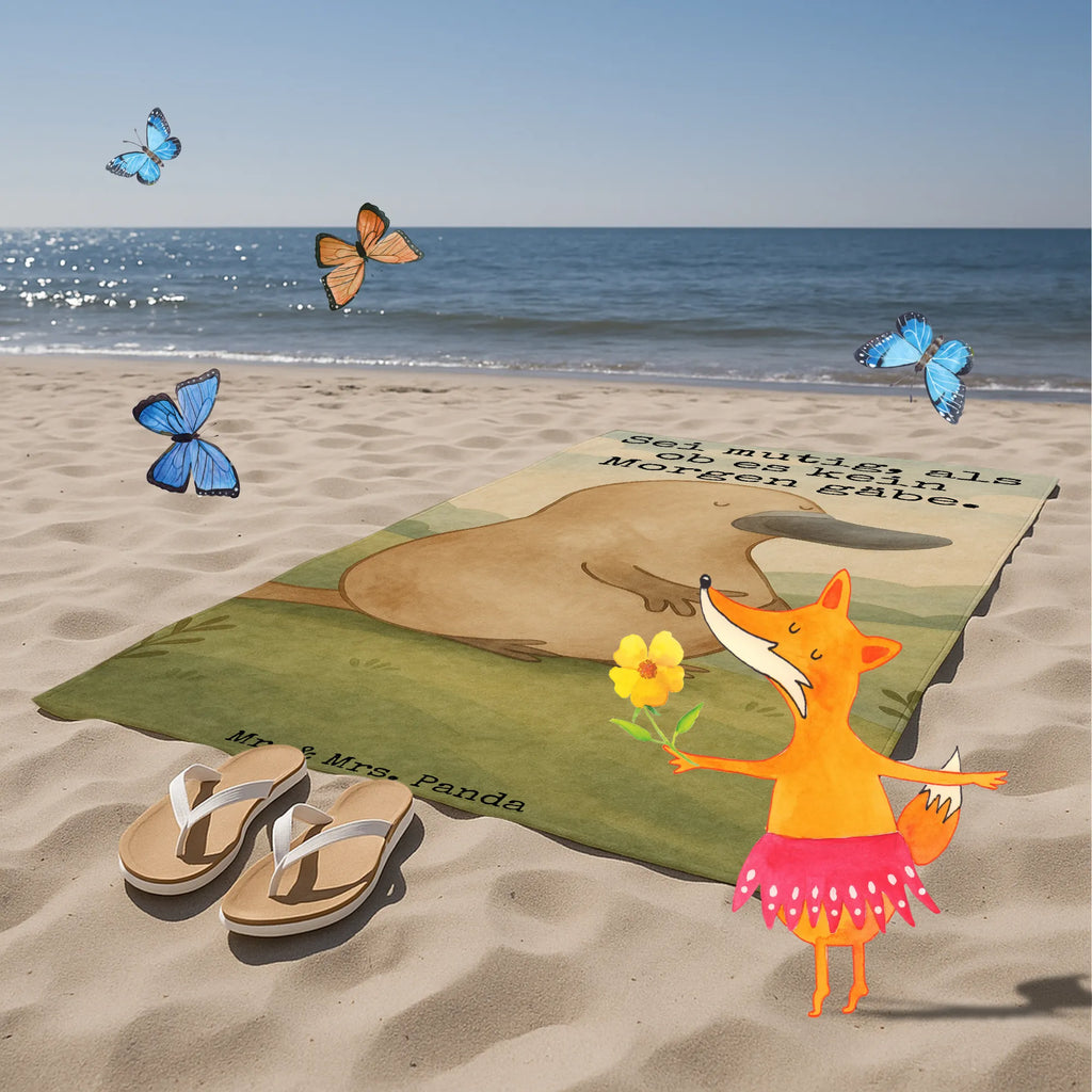 Badehandtuch Schnabeltier Mut Design Duschtuch, Badetuch, Strandtuch, Saunatuch, Kinder Handtuch, Meerestiere, Meer, Urlaub, Schnabeltier, Mut, mutig, Lebensweisheit, Schnabeltiere, Motivation, Training, Büro, Arbeit, Neuanfang, Neustart, Weltreise, Raodtrip