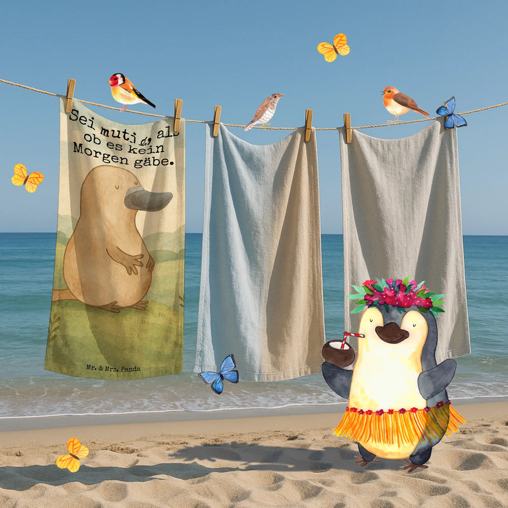 Badehandtuch Schnabeltier Mut Design Duschtuch, Badetuch, Strandtuch, Saunatuch, Kinder Handtuch, Meerestiere, Meer, Urlaub, Schnabeltier, Mut, mutig, Lebensweisheit, Schnabeltiere, Motivation, Training, Büro, Arbeit, Neuanfang, Neustart, Weltreise, Raodtrip