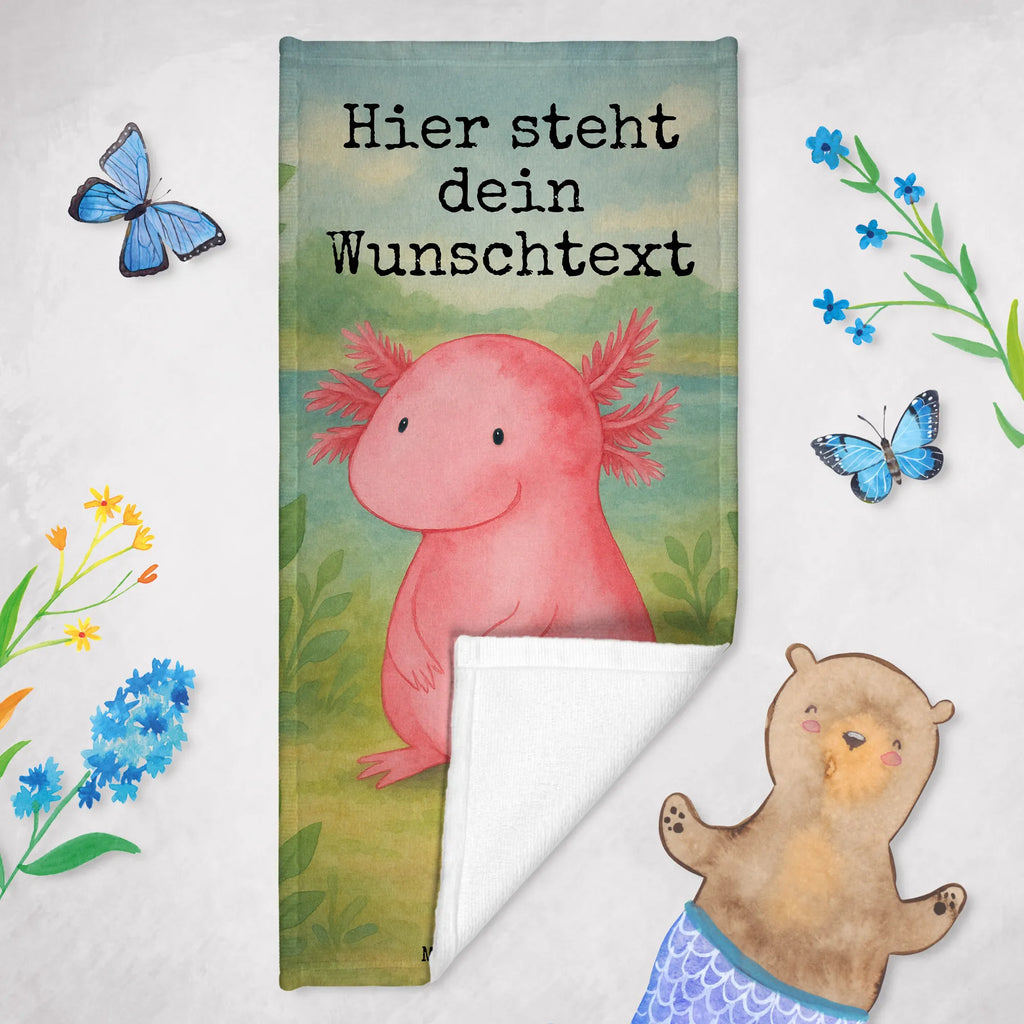 Personalisiertes Badehandtuch Axolotl Niedlich Design Duschtuch mit Namen, Saunatuch mit Namen, Personalisiertes Handtuch, Kinder Handtuch mit Namen, Badetuch mit Namen, Strandtuch mit Namen, Personalisiertes Badetuch, Axolotl, Molch, Axolot, Lebensstil, Weisheit, Lebensweisheit, zufrieden, Freundin, vergnügt, fröhlich, Liebe