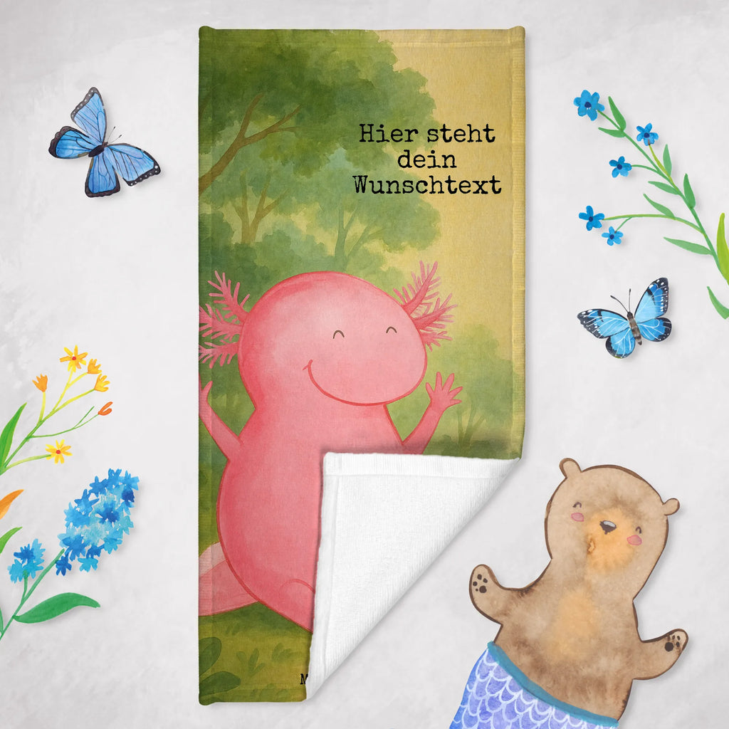Personalisiertes Badehandtuch Axolotl Hurra Design Strandtuch mit Namen, Personalisiertes Handtuch, Kinder Handtuch mit Namen, Saunatuch mit Namen, Personalisiertes Badetuch, Badetuch mit Namen, Duschtuch mit Namen, Axolotl, Molch, Motivation, Axolot, Lurche, fröhlich, Lurch, Freude, Spaß, Zufriedenheit, Schwanzlurch
