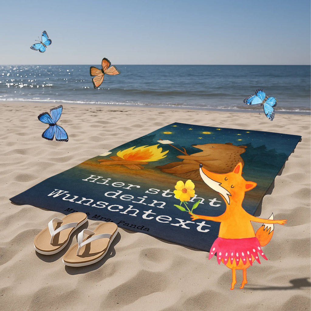 Personalisiertes Badehandtuch Bär & Marienkäfer Lagerfeuer Design Personalisiertes Handtuch, Strandtuch mit Namen, Saunatuch mit Namen, Duschtuch mit Namen, Personalisiertes Badetuch, Kinder Handtuch mit Namen, Badetuch mit Namen, Bär, Teddy, Teddybär, Lagerfeuer