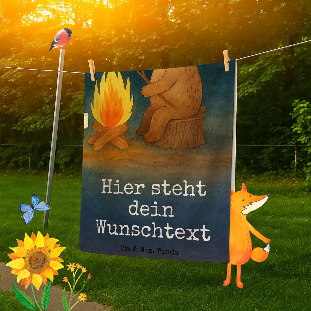 Personalisiertes Badehandtuch Bär & Marienkäfer Lagerfeuer Design Personalisiertes Handtuch, Strandtuch mit Namen, Saunatuch mit Namen, Duschtuch mit Namen, Personalisiertes Badetuch, Kinder Handtuch mit Namen, Badetuch mit Namen, Bär, Teddy, Teddybär, Lagerfeuer