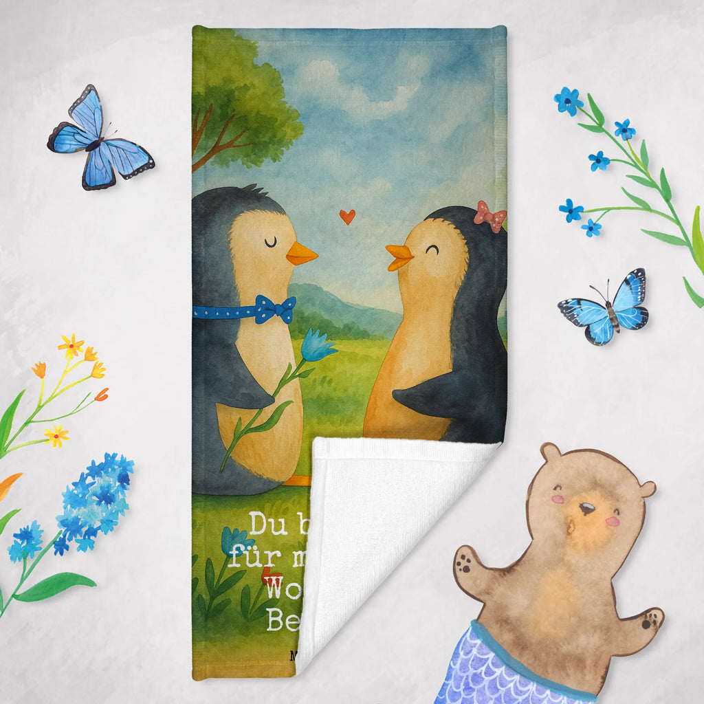 Badehandtuch Pinguin Pärchen Design Duschtuch, Badetuch, Strandtuch, Saunatuch, Kinder Handtuch, Pinguin, Pinguine, Liebe, Liebespaar, Liebesbeweis, Liebesgeschenk, Verlobung, Jahrestag, Hochzeitstag, Hochzeit, Hochzeitsgeschenk, große Liebe, Traumpaar