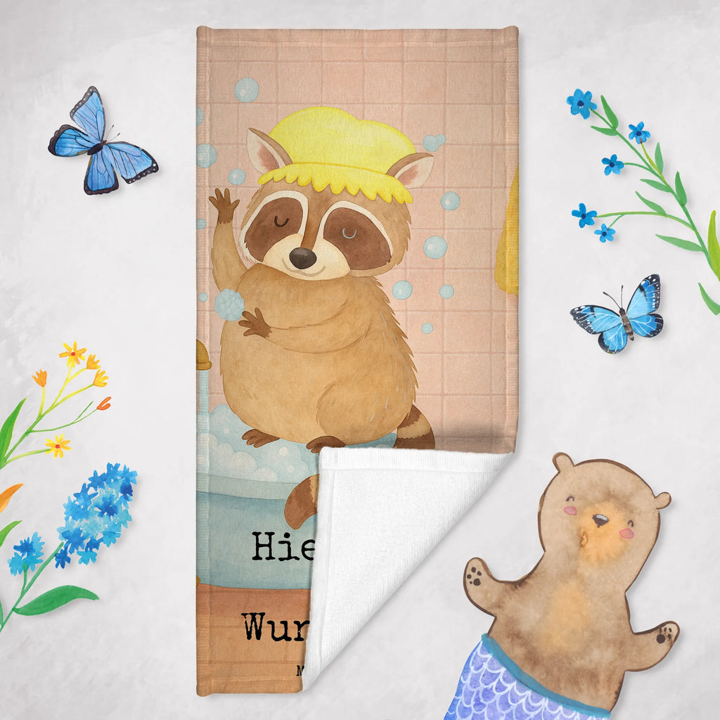 Personalized Bath Towel Raccoon Design Personalisiertes Badetuch, Kinder Handtuch mit Namen, Badetuch mit Namen, Saunatuch mit Namen, Personalisiertes Handtuch, Strandtuch mit Namen, Duschtuch mit Namen, Tiermotive, Gute Laune, lustige Sprüche, Tiere, Fröhlich, Seifenblasen, Plan, waschen, Tagträumen, Waschbär