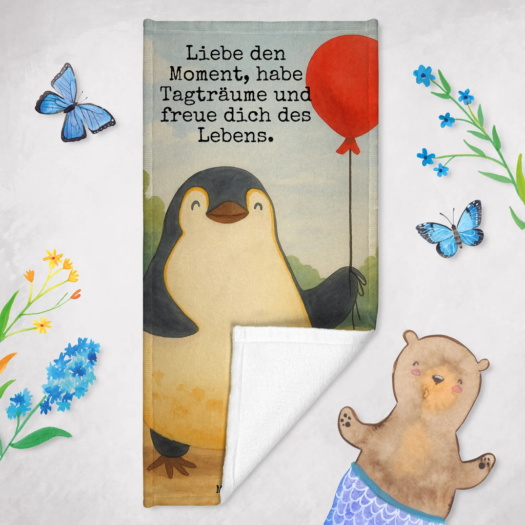Badehandtuch Pinguin Luftballon Design Duschtuch, Badetuch, Strandtuch, Saunatuch, Kinder Handtuch, Pinguin, Pinguine, Luftballon, Tagträume, Lebenslust, Geschenk Freundin, Geschenkidee, beste Freundin, Motivation, Neustart, neues Leben, Liebe, Glück
