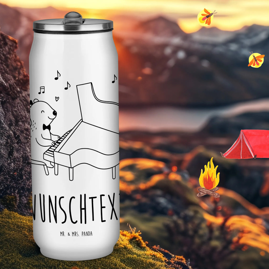 Personalized Beverage Cans Drinking Bottle Bear piano Instruments, gifts for musicians, music enthusiasts