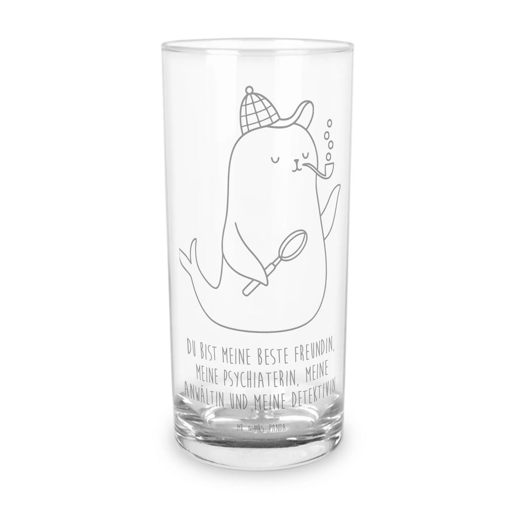 Szklanka na wodę foka Sherlock Wasserbecher, Wasserglas, Glasbecher, Trinkbecher Glas, Trinkglas, Tumbler, Gute Laune, Lustige Sprüche, Tiermotive, Tiere