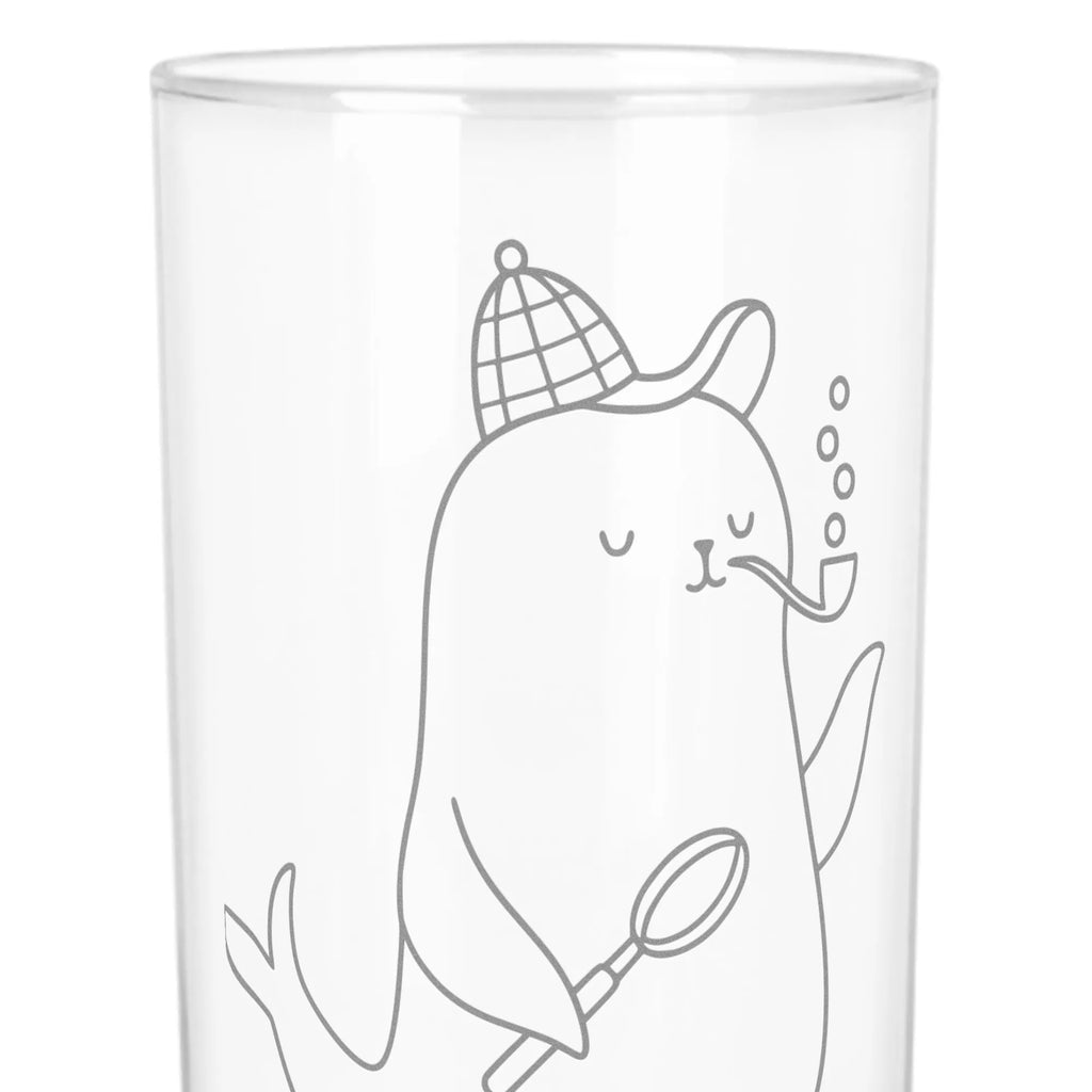 Szklanka na wodę foka Sherlock Wasserbecher, Wasserglas, Glasbecher, Trinkbecher Glas, Trinkglas, Tumbler, Gute Laune, Lustige Sprüche, Tiermotive, Tiere