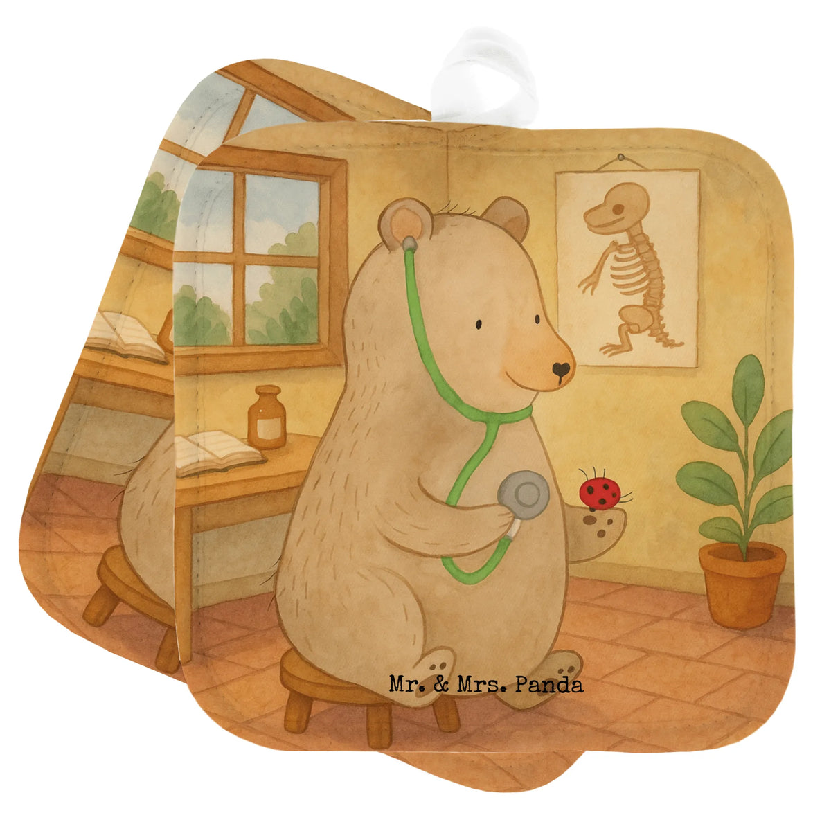 Pot holder bear Physician Design 2er Set Topflappen, topfhalter, Topflappen, Zwei Topflappen, Ofenlappen, Topflappen im Doppelpack, Topflappenset, Kochlappen, Doppel Topflappen, Topfuntersetzer, Topflappen 2er Set, Topflappen Set, Bär, Teddybär, Teddy, Professorin, Doktor, Ärztin, Arzt, Professor, Doktorin