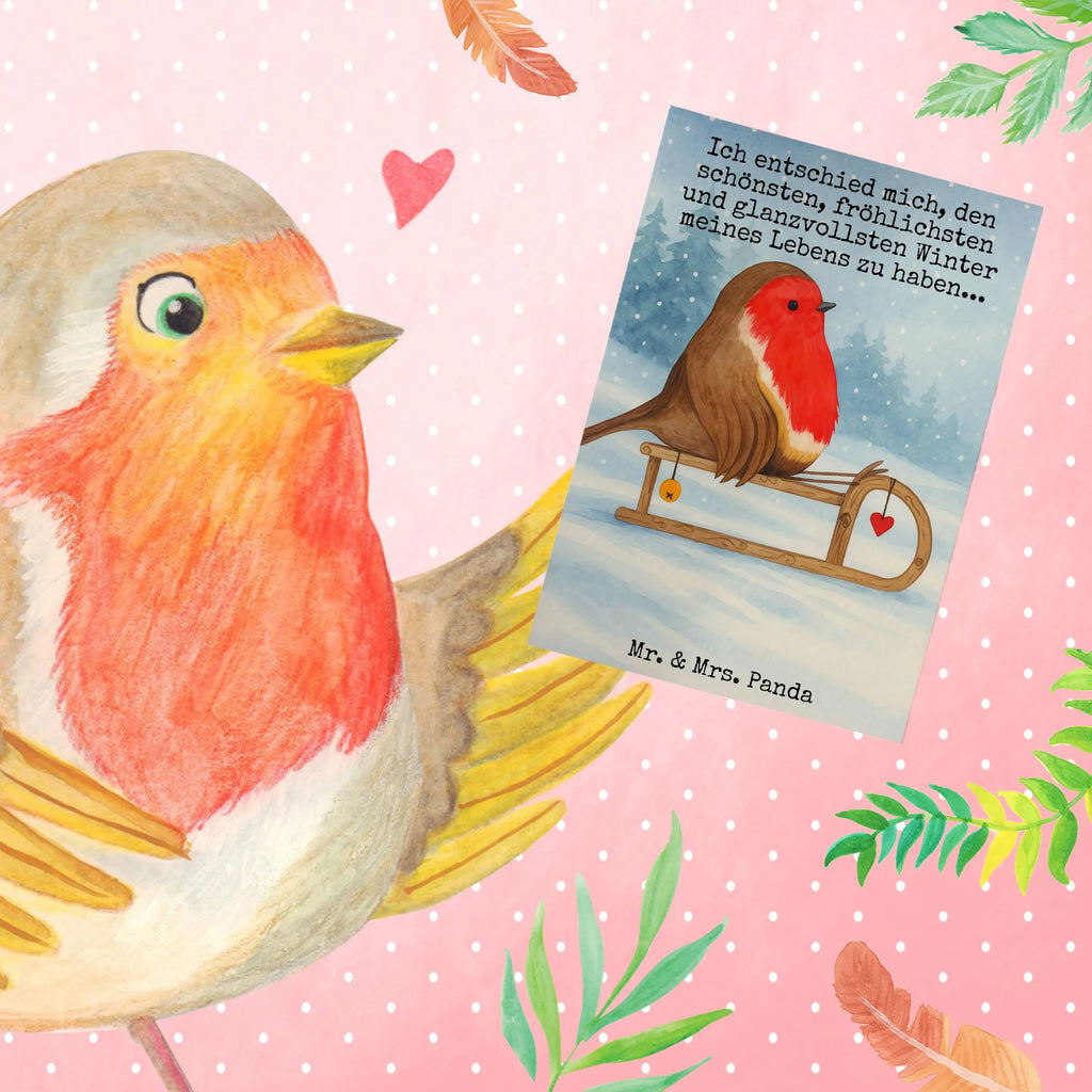 Grußkarte Rotkehlchen Schlitten Design Grußkarte, Klappkarte, Einladungskarte, Glückwunschkarte, Hochzeitskarte, Geburtstagskarte, Karte, Ansichtskarten, Winter, Weihnachten, Weihnachtsdeko, Nikolaus, Advent, Heiligabend, Wintermotiv, Schlitten, Vogel