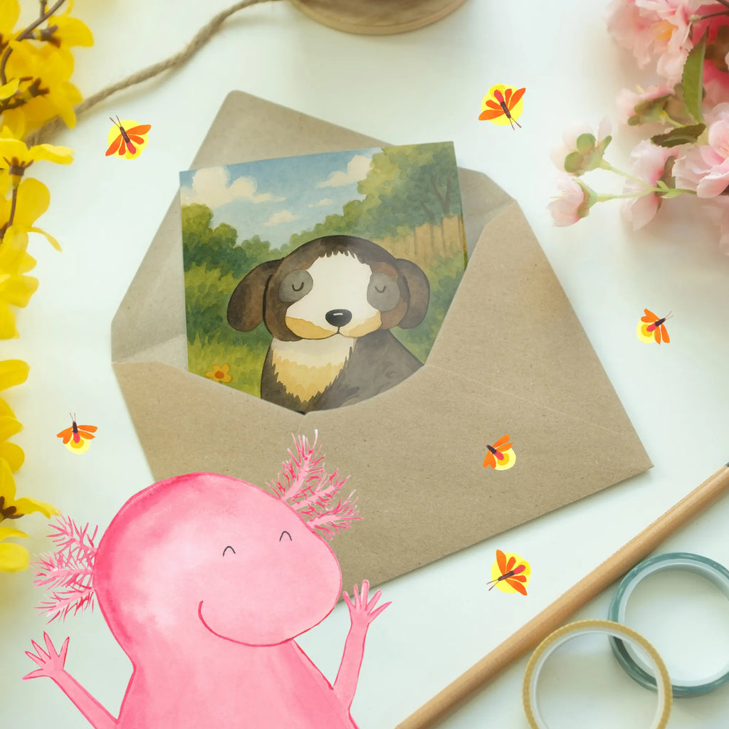 Greetings card Dog Relax Design Grußkarte, Klappkarte, Einladungskarte, Glückwunschkarte, Hochzeitskarte, Geburtstagskarte, Karte, Ansichtskarten, Hund, Hundemotiv, Haustier, Hunderasse, Tierliebhaber, Hundebesitzer, Sprüche, schwarzer Hund, Hundeliebe, Liebe, Hundeglück