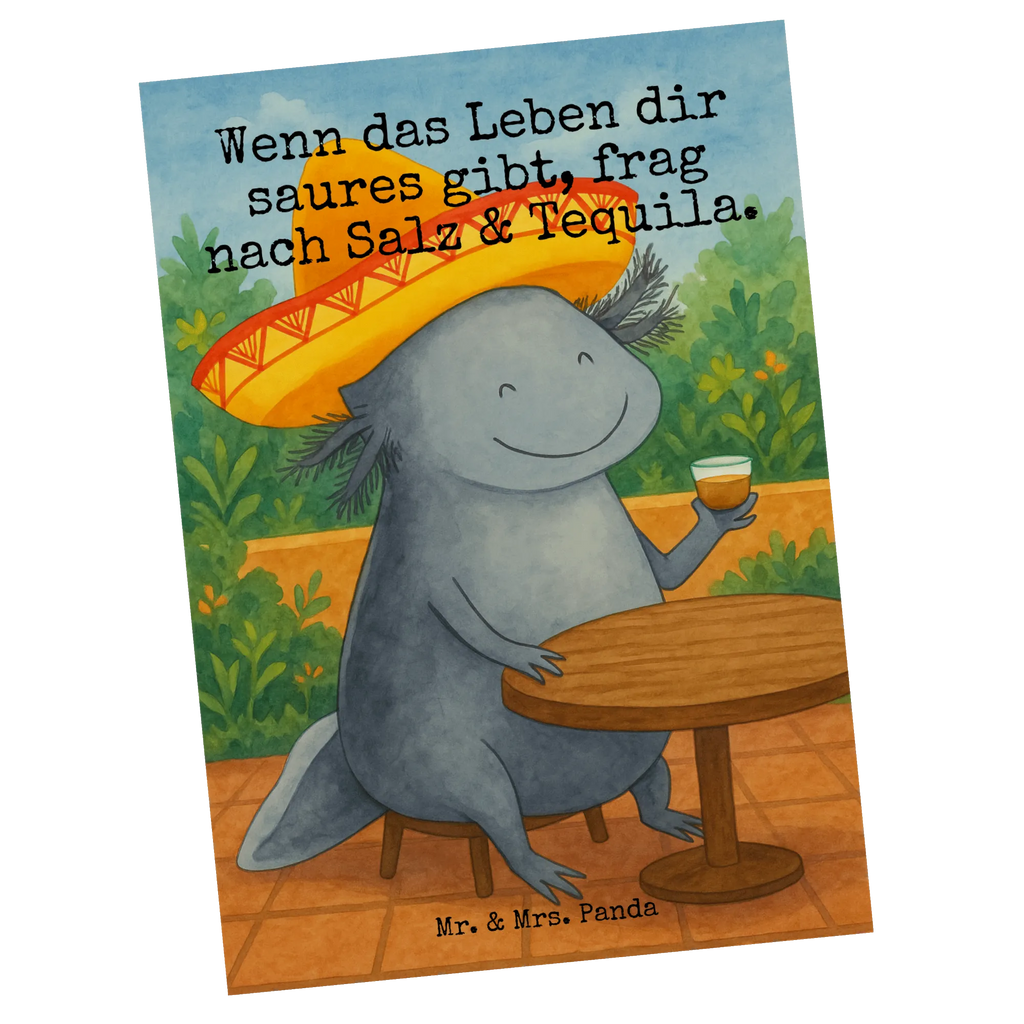 Postkarte Axolotl Tequila Design Postkarte, Karte, Geschenkkarte, Grußkarte, Einladung, Ansichtskarte, Geburtstagskarte, Einladungskarte, Dankeskarte, Ansichtskarten, Einladung Geburtstag, Einladungskarten Geburtstag, Axolotl, Molch, Mexico, Mexiko, Sombrero, Zitrone, Tequila, Motivation, Spruch, Schwanzlurch, Lurch, Lurche, Axolot, Feuerdrache, Feuersalamander