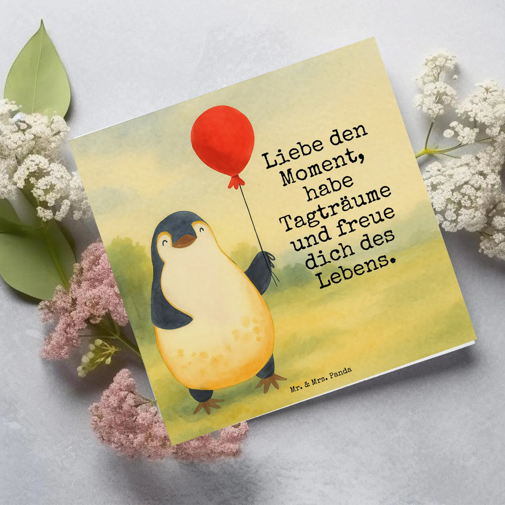 Deluxe Karte Pinguin Luftballon Design Karte, Grußkarte, Klappkarte, Einladungskarte, Glückwunschkarte, Hochzeitskarte, Geburtstagskarte, Hochwertige Grußkarte, Hochwertige Klappkarte, Pinguin, Pinguine, Luftballon, Tagträume, Lebenslust, Geschenk Freundin, Geschenkidee, beste Freundin, Motivation, Neustart, neues Leben, Liebe, Glück