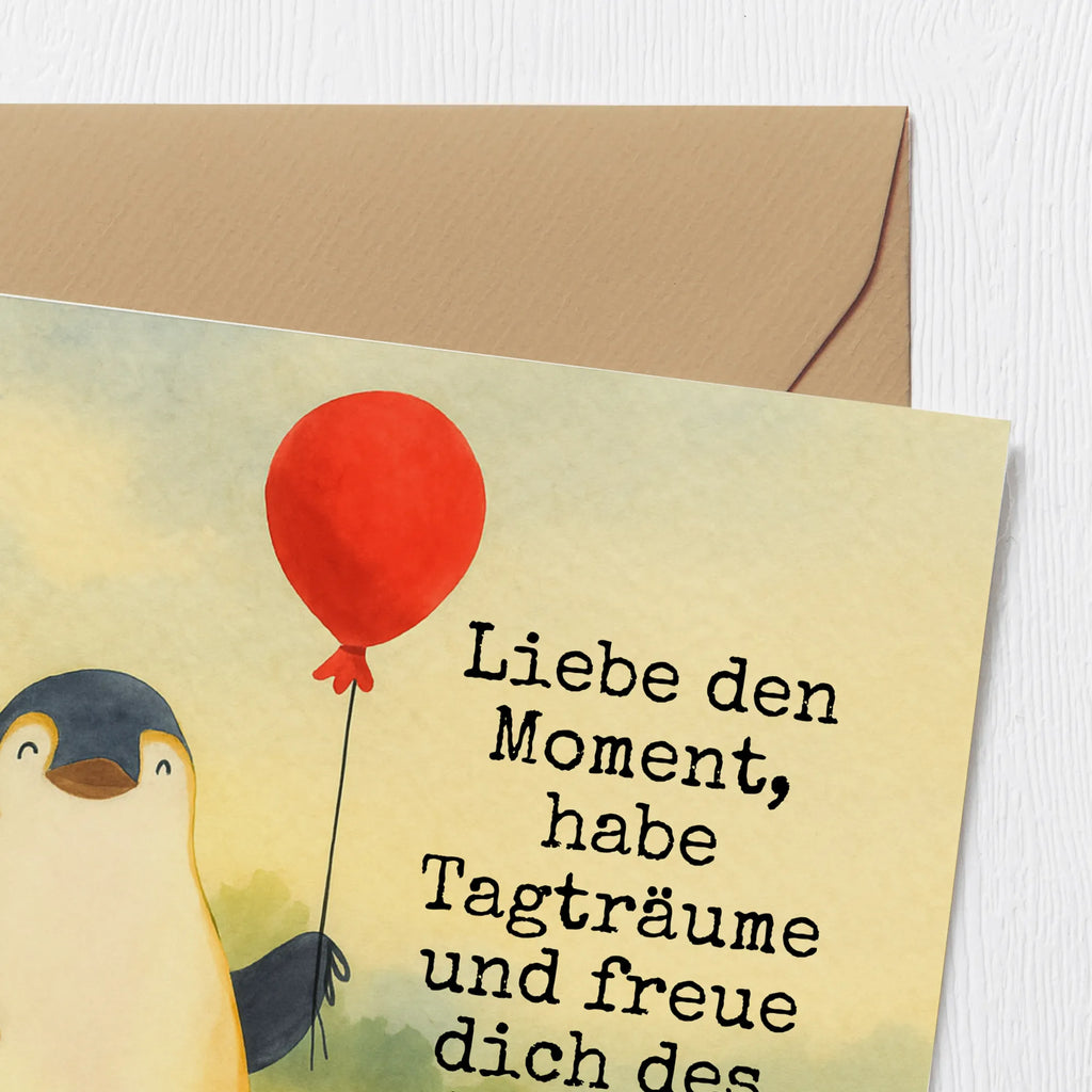 Deluxe Karte Pinguin Luftballon Design Karte, Grußkarte, Klappkarte, Einladungskarte, Glückwunschkarte, Hochzeitskarte, Geburtstagskarte, Hochwertige Grußkarte, Hochwertige Klappkarte, Pinguin, Pinguine, Luftballon, Tagträume, Lebenslust, Geschenk Freundin, Geschenkidee, beste Freundin, Motivation, Neustart, neues Leben, Liebe, Glück