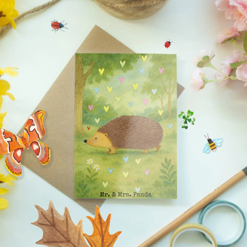 Kartka okolicznościowa jeż serca Design Grußkarte, Klappkarte, Einladungskarte, Glückwunschkarte, Hochzeitskarte, Geburtstagskarte, Karte, Ansichtskarten, Tiermotive, Gute Laune, lustige Sprüche, Tiere, Liebe, Herz, Herzen, Igel, Vertrauen, Kuss, Leben