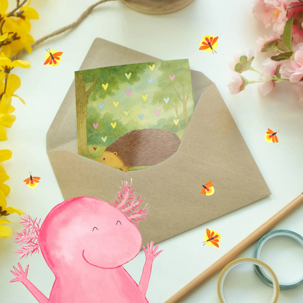 Kartka okolicznościowa jeż serca Design Grußkarte, Klappkarte, Einladungskarte, Glückwunschkarte, Hochzeitskarte, Geburtstagskarte, Karte, Ansichtskarten, Tiermotive, Gute Laune, lustige Sprüche, Tiere, Liebe, Herz, Herzen, Igel, Vertrauen, Kuss, Leben