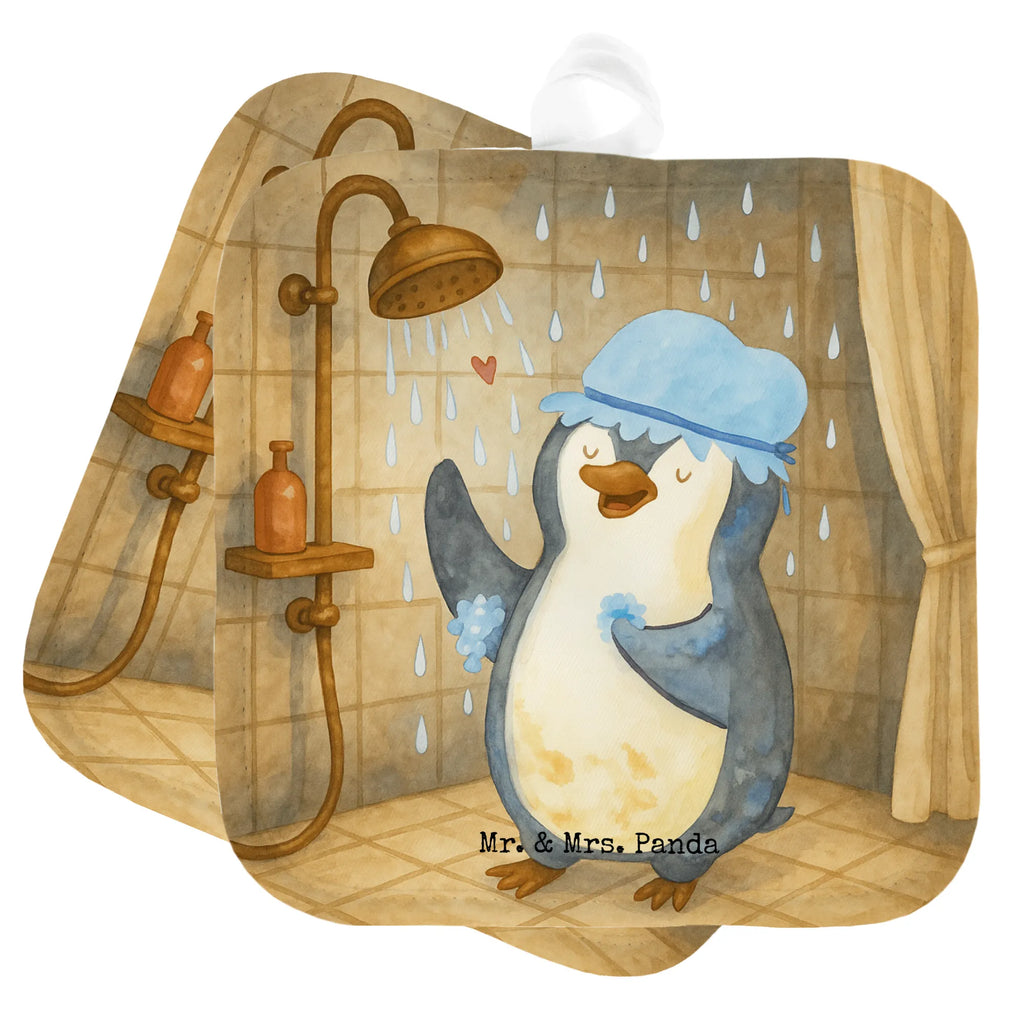 2-elementowy zestaw podkładek pod garnki Pingwin Prysznic Design Topflappen, Topfuntersetzer, Ofenhandschuh, Topflappen Set, Topflappen lustig, Topflappen mit Spruch, Ofenhandschuhe, Topfhandschuhe, Topfhandschuh, Topflappenset, Topflappen 2er Set, Schöne Topflappen, Pinguin, Pinguine, Dusche, duschen, Lebensmotto, Motivation, Neustart, Neuanfang, glücklich sein