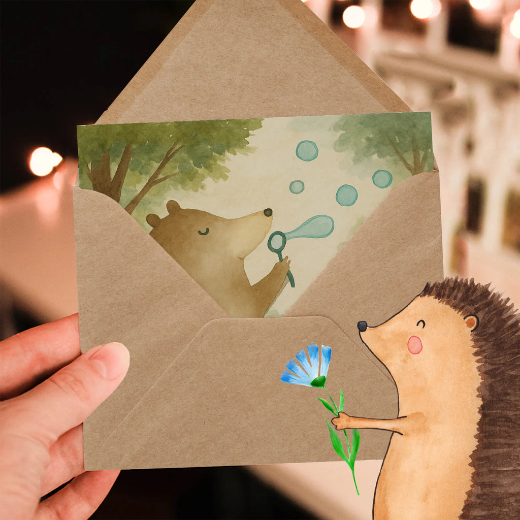 Karta Deluxe niedźwiedź bańki mydlane Design Karte, Grußkarte, Klappkarte, Einladungskarte, Glückwunschkarte, Hochzeitskarte, Geburtstagskarte, Hochwertige Grußkarte, Hochwertige Klappkarte, Bär, Teddy, Teddybär, Seifenblasen Bär Lustig Sein Glücklich Traurig Happy