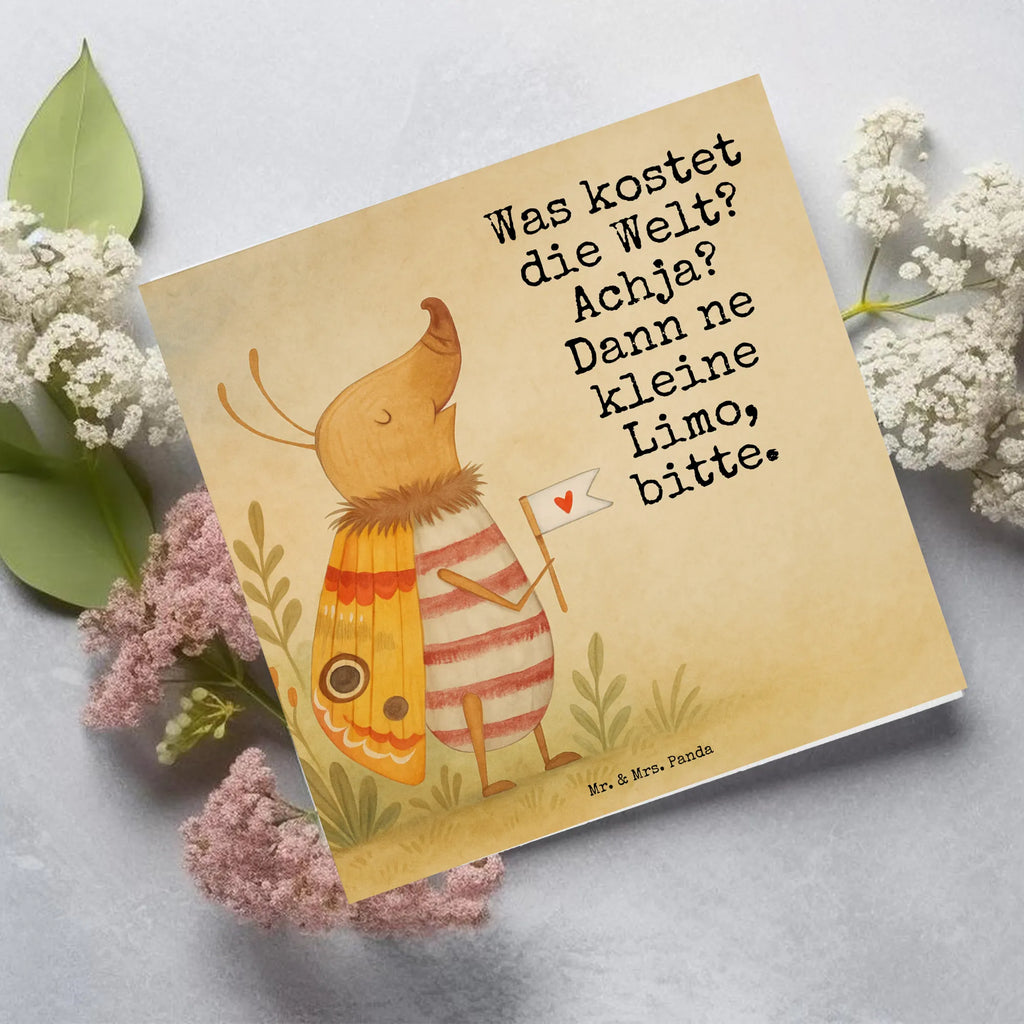 Deluxe Karte Nachtfalter Fähnchen Design Karte, Grußkarte, Klappkarte, Einladungskarte, Glückwunschkarte, Hochzeitskarte, Geburtstagskarte, Hochwertige Grußkarte, Hochwertige Klappkarte, Tiermotive, Gute Laune, lustige Sprüche, Tiere, Nachtfalter, Käfer, Spruch lustig, Spruch witzig, süß, niedlich, Küche Deko, Was kostet die Welt