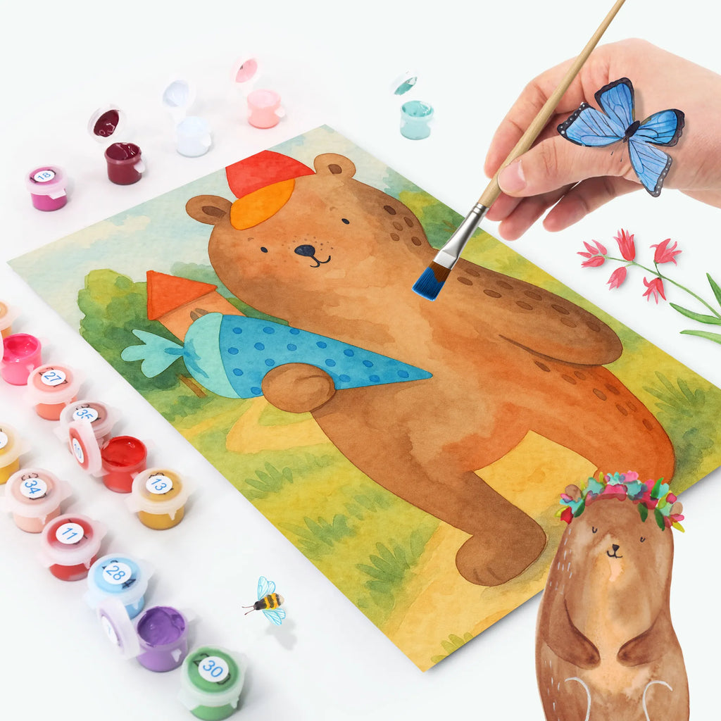 Paint by Numbers bear School cone Design Künstler, Malen, Bastelidee, DIY, Ausmalbild, Baseln, Kunstwerk, Malen nach Zahlen, Kreativität, Bär, Teddy, Teddybär, Einschulung Geschenk, Schule Geschenk, Grundschule, Schulanfang, Schulbeginn, Schultüte, Bär Motiv, Erster Schultag Geschenk