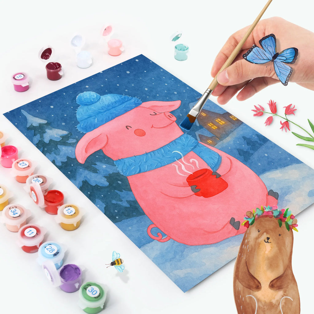 Paint by Numbers Pig Mulled wine Design DIY, Baseln, Kunstwerk, Malen, Künstler, Bastelidee, Ausmalbild, Malen nach Zahlen, Kreativität, Winter, Weihnachten, Weihnachtsdeko, Nikolaus, Advent, Heiligabend, Wintermotiv, Weihnachtsmarkt, Punsch, Glühschwein, Glühwein