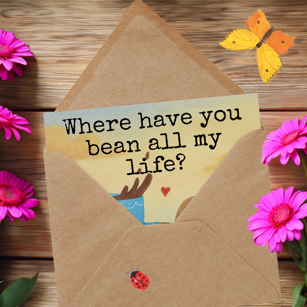 Deluxe Karte Kaffee Bohne Design Karte, Grußkarte, Klappkarte, Einladungskarte, Glückwunschkarte, Hochzeitskarte, Geburtstagskarte, Hochwertige Grußkarte, Hochwertige Klappkarte, Tiermotive, Gute Laune, lustige Sprüche, Tiere, Kaffee, Kaffeebohne, Genuss, Zufriedenheit, Glück