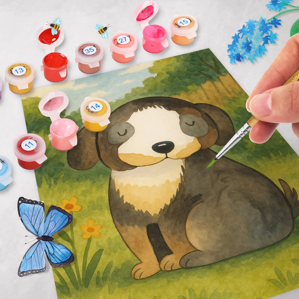 Paint by Numbers Dog Relax Design DIY, Malen nach Zahlen, Kunstwerk, Ausmalbild, Künstler, Baseln, Bastelidee, Malen, Kreativität, Hund, Hundemotiv, Haustier, Hunderasse, Tierliebhaber, Hundebesitzer, Sprüche, Liebe, Hundeglück, Hundeliebe, schwarzer Hund