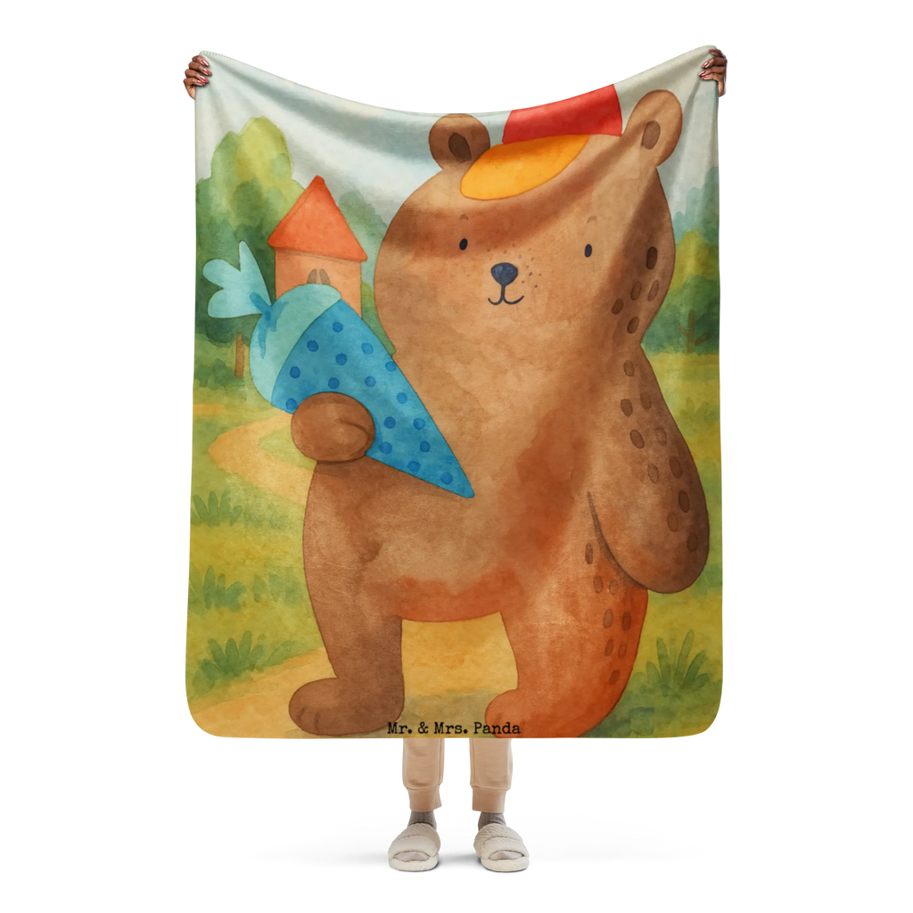 Sherpa Kuscheldecke Bär Schultüte Design Bär, Teddy, Teddybär, Schulanfang, Einschulung Geschenk, Schultüte, Schule Geschenk, Erster Schultag Geschenk, Bär Motiv, Schulbeginn, Grundschule