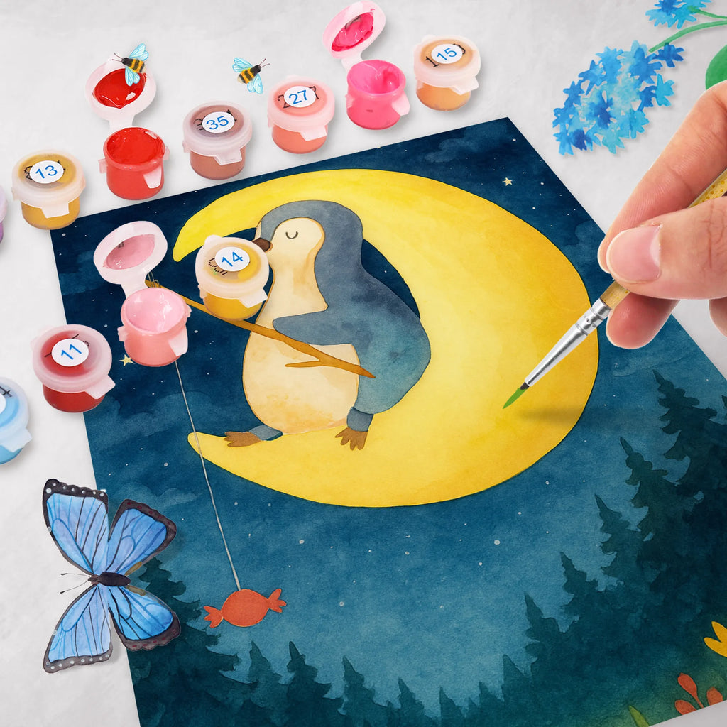 Paint by Numbers Penguin moon Design Penguin, North Pole, Winter, Penguins, sleep, penguins, guest room, bedroom, night's rest, insomnia, saying, falling asleep