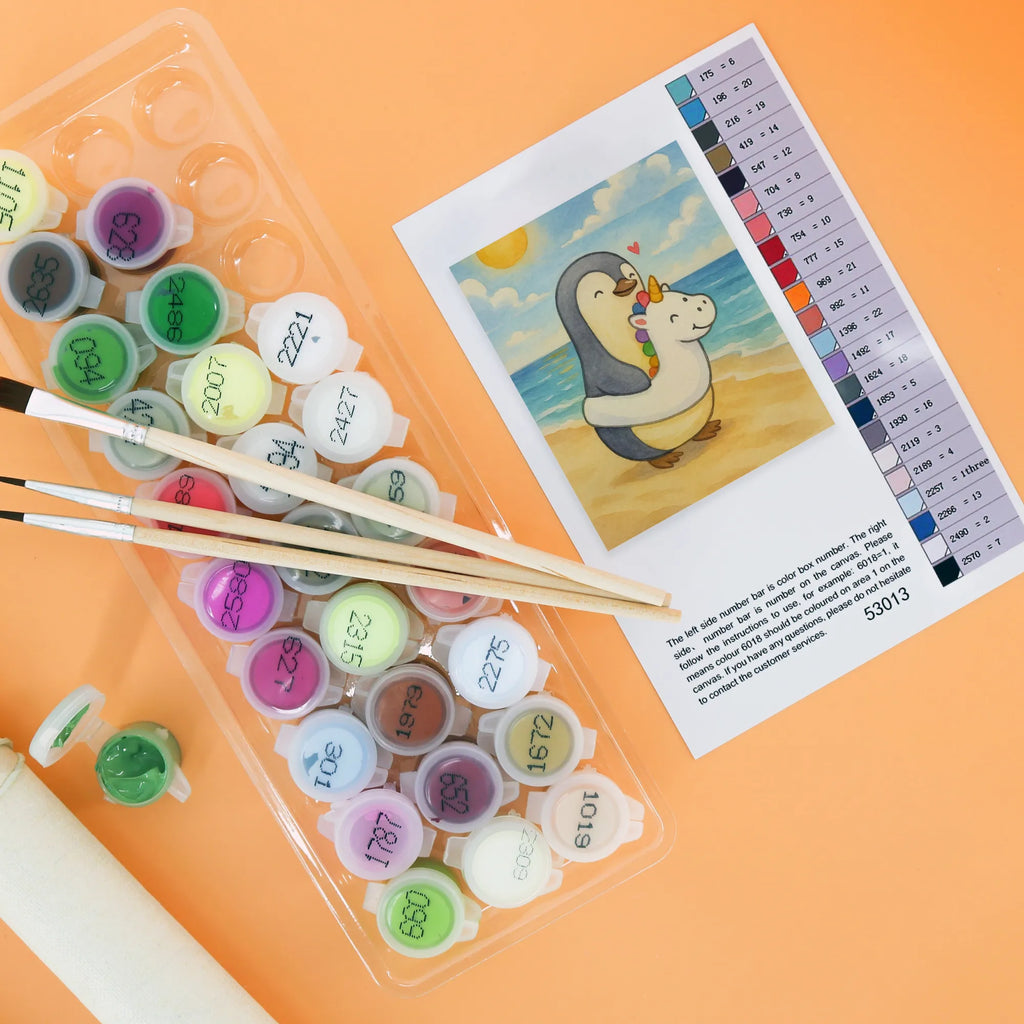 Paint by Numbers Penguin swim ring Design Summer, summer themes, vacation themes, products for vacationers, summer products