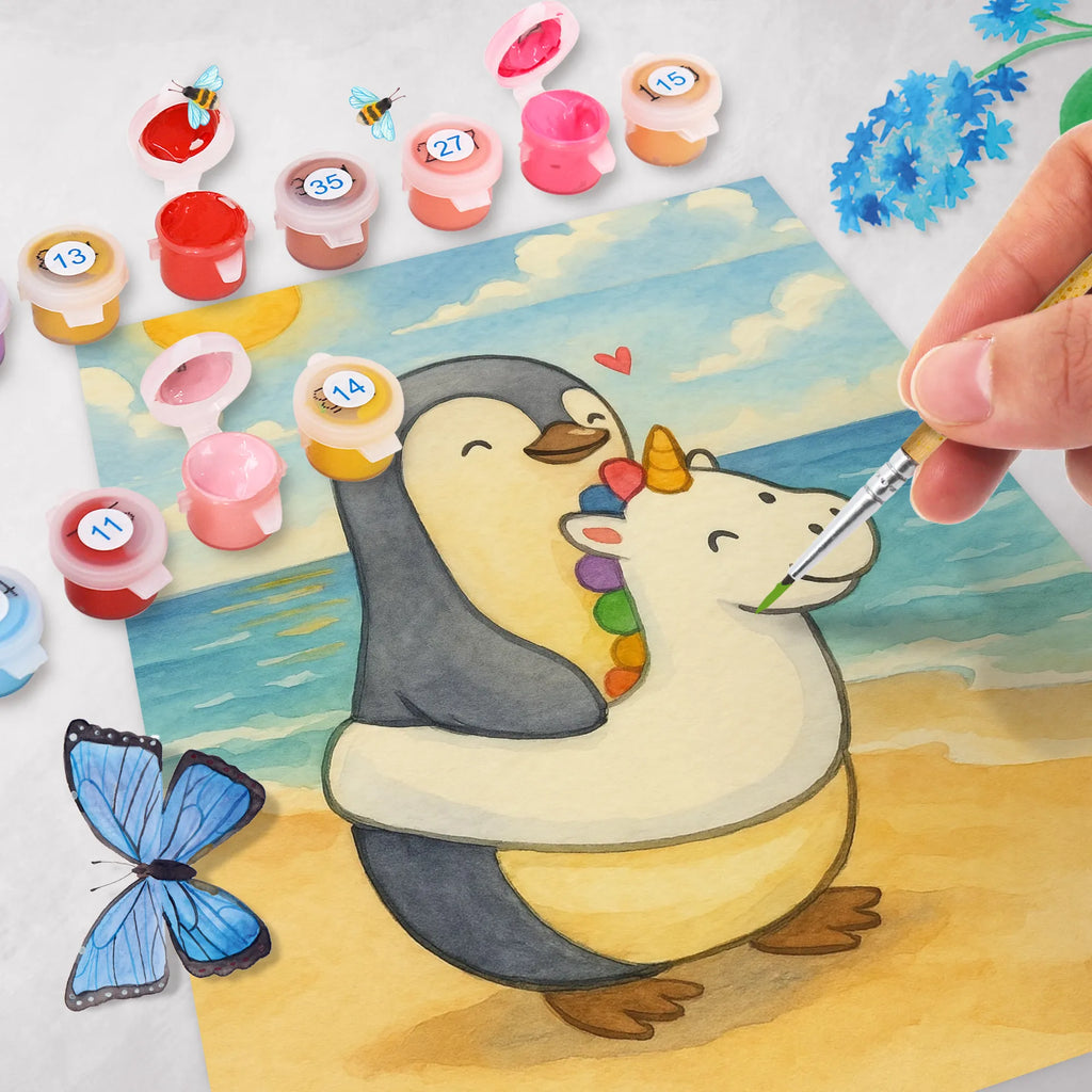 Paint by Numbers Penguin swim ring Design Summer, summer themes, vacation themes, products for vacationers, summer products