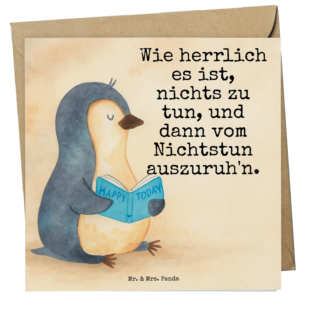 Deluxe Karte Pinguin Buch Design Karte, Grußkarte, Klappkarte, Einladungskarte, Glückwunschkarte, Hochzeitskarte, Geburtstagskarte, Hochwertige Grußkarte, Hochwertige Klappkarte, Pinguin, Pinguine, Buch, Lesen, Bücherwurm, Nichtstun, Faulenzen, Ferien, Urlaub, Freizeit