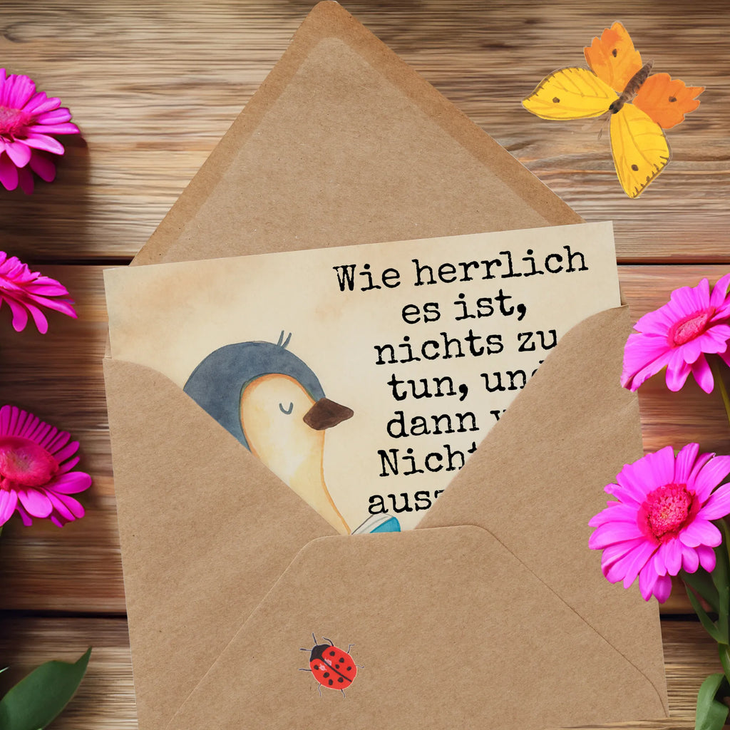 Deluxe Karte Pinguin Buch Design Karte, Grußkarte, Klappkarte, Einladungskarte, Glückwunschkarte, Hochzeitskarte, Geburtstagskarte, Hochwertige Grußkarte, Hochwertige Klappkarte, Pinguin, Pinguine, Buch, Lesen, Bücherwurm, Nichtstun, Faulenzen, Ferien, Urlaub, Freizeit