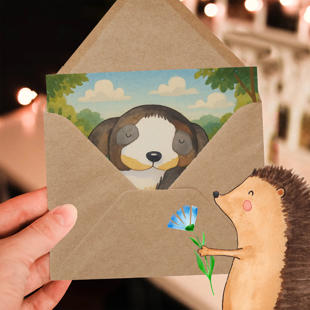 Karta Deluxe pies relaks Design Karte, Grußkarte, Klappkarte, Einladungskarte, Glückwunschkarte, Hochzeitskarte, Geburtstagskarte, Hochwertige Grußkarte, Hochwertige Klappkarte, Hund, Hundemotiv, Haustier, Hunderasse, Tierliebhaber, Hundebesitzer, Sprüche, schwarzer Hund, Hundeliebe, Liebe, Hundeglück