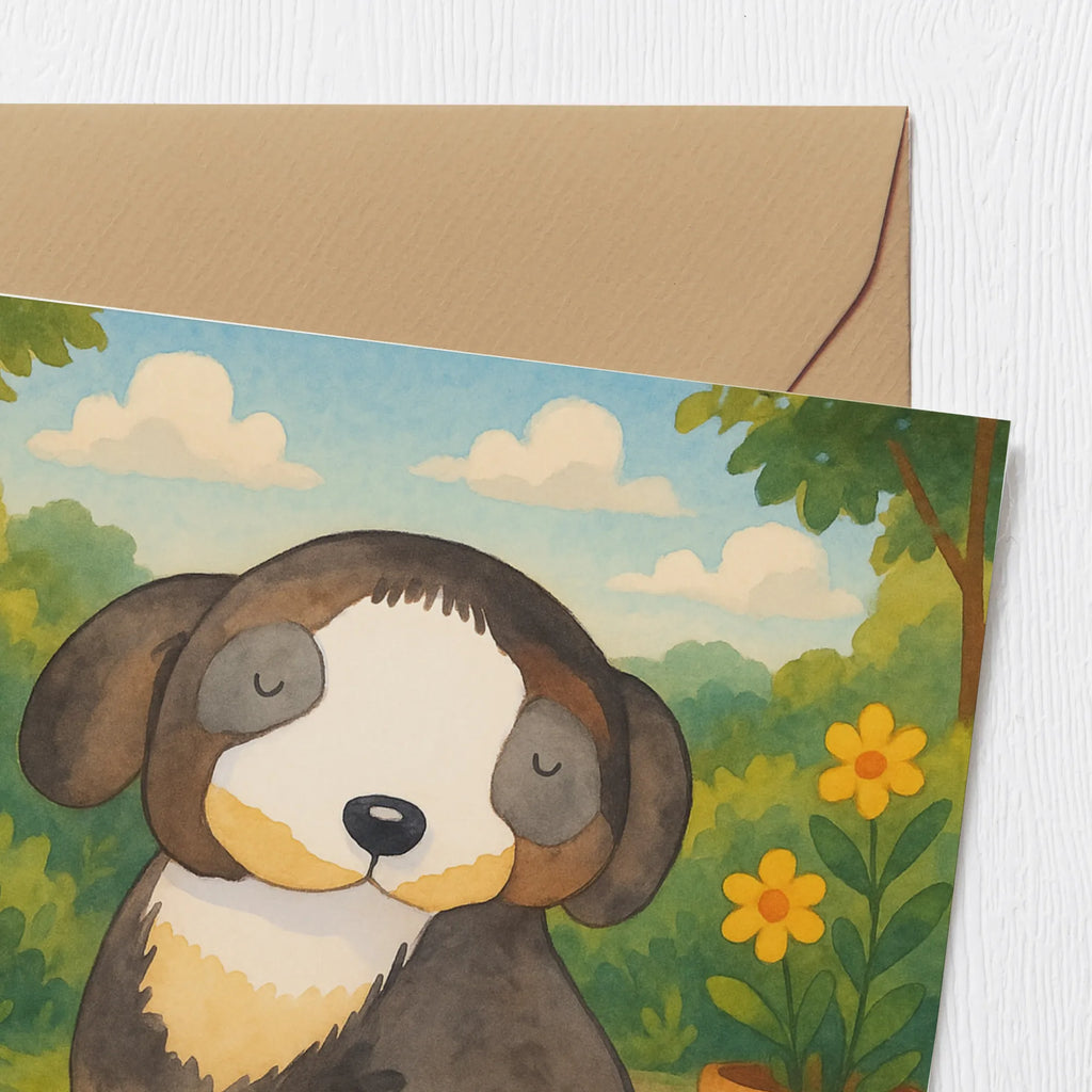 Karta Deluxe pies relaks Design Karte, Grußkarte, Klappkarte, Einladungskarte, Glückwunschkarte, Hochzeitskarte, Geburtstagskarte, Hochwertige Grußkarte, Hochwertige Klappkarte, Hund, Hundemotiv, Haustier, Hunderasse, Tierliebhaber, Hundebesitzer, Sprüche, schwarzer Hund, Hundeliebe, Liebe, Hundeglück