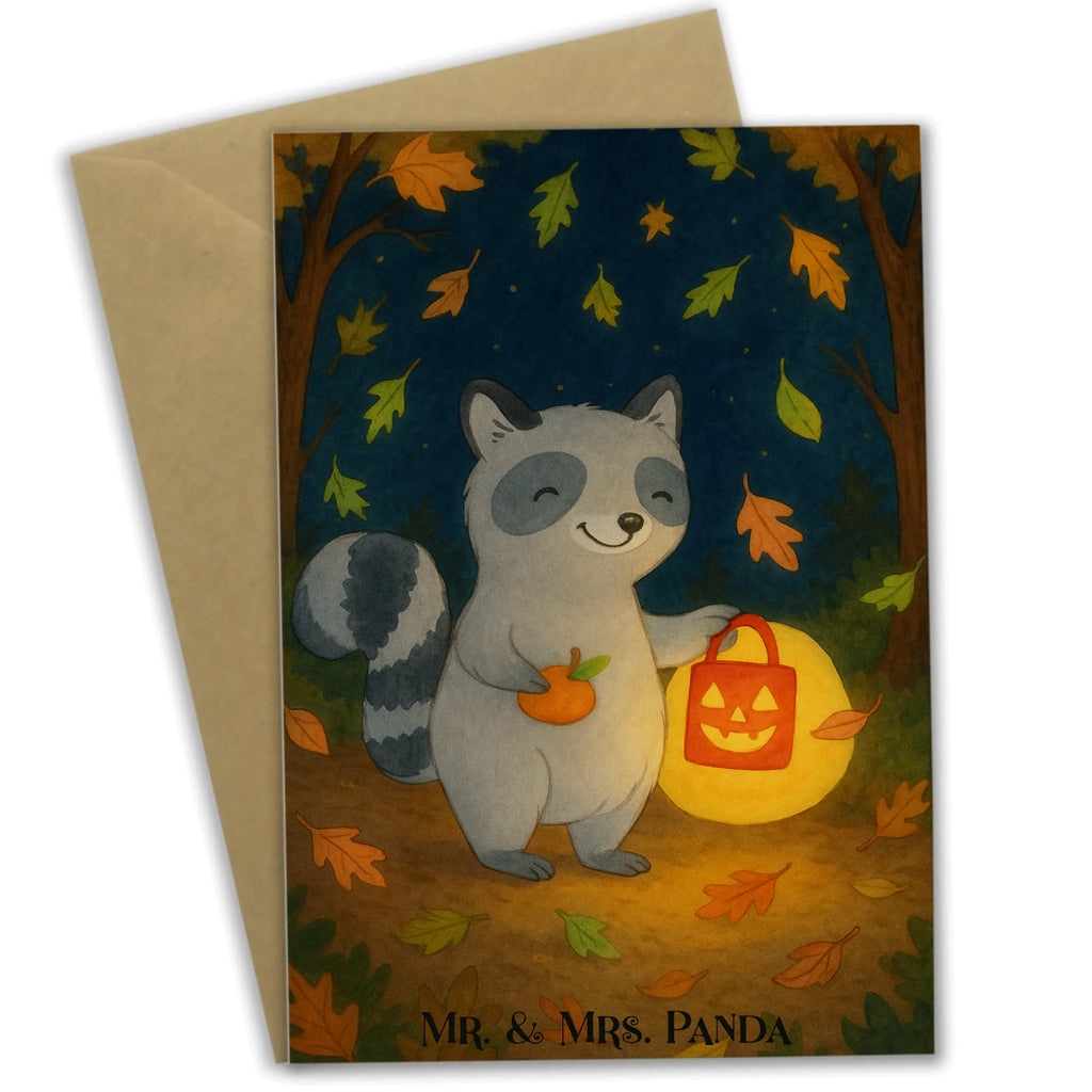 Greetings card Raccoon Lantern Design Grußkarte, Klappkarte, Einladungskarte, Glückwunschkarte, Hochzeitskarte, Geburtstagskarte, Karte, Ansichtskarten, Halloween, Deko, Martinssingen, Dekoration, Geschenke, Schenken, Halloween Deko, Trick or Treat, Süßes sonst gibt's saures, Waschbär, Laterne, Herbst