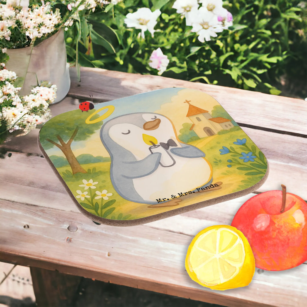 Square coaster penguin communion Design Untersetzer, Bierdeckel, Glasuntersetzer, Untersetzer Gläser, Getränkeuntersetzer, Untersetzer aus Holz, Untersetzer für Gläser, Korkuntersetzer, Untersetzer Holz, Holzuntersetzer, Tassen Untersetzer, Untersetzer Design, Konfirmation, Kommunion, Jugendweihe, Konfirmation Geschenk, Kommunion Geschenk, Kommunion Dankeschön, Glauben, Sonnenschein