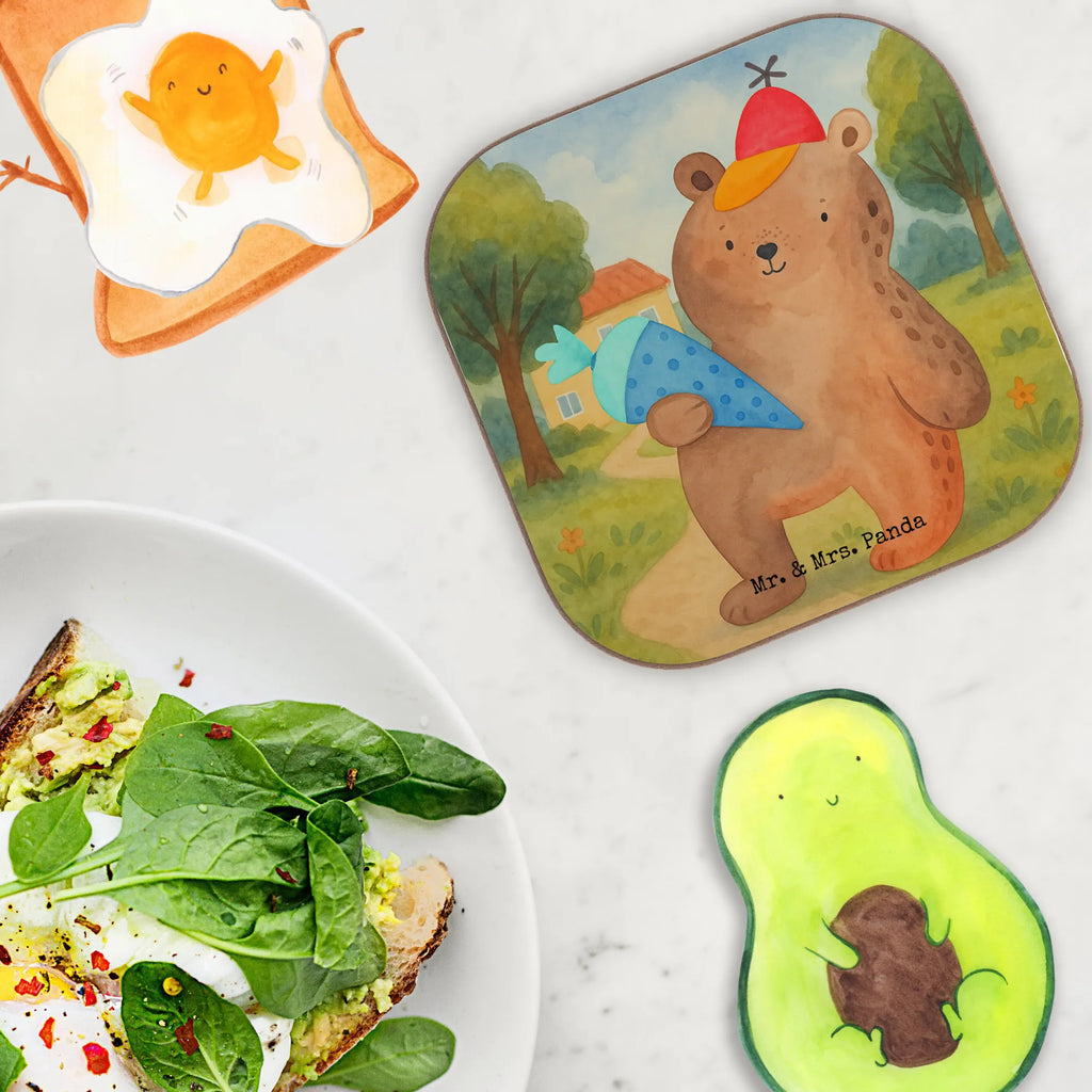 Square coaster bear School cone Design Korkuntersetzer, Glasuntersetzer, Tassen Untersetzer, Untersetzer für Gläser, Getränkeuntersetzer, Untersetzer Gläser, Holzuntersetzer, Bierdeckel, Untersetzer aus Holz, Untersetzer, Untersetzer Design, Untersetzer Holz, Bär, Teddy, Teddybär, Grundschule, Erster Schultag Geschenk, Schultüte, Schule Geschenk, Schulbeginn, Einschulung Geschenk, Bär Motiv, Schulanfang