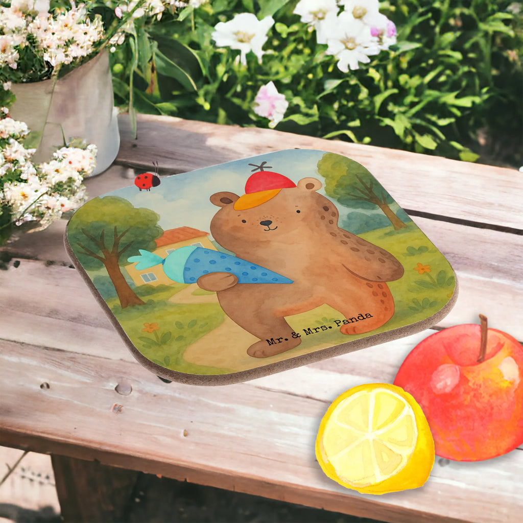 Square coaster bear School cone Design Korkuntersetzer, Glasuntersetzer, Tassen Untersetzer, Untersetzer für Gläser, Getränkeuntersetzer, Untersetzer Gläser, Holzuntersetzer, Bierdeckel, Untersetzer aus Holz, Untersetzer, Untersetzer Design, Untersetzer Holz, Bär, Teddy, Teddybär, Grundschule, Erster Schultag Geschenk, Schultüte, Schule Geschenk, Schulbeginn, Einschulung Geschenk, Bär Motiv, Schulanfang