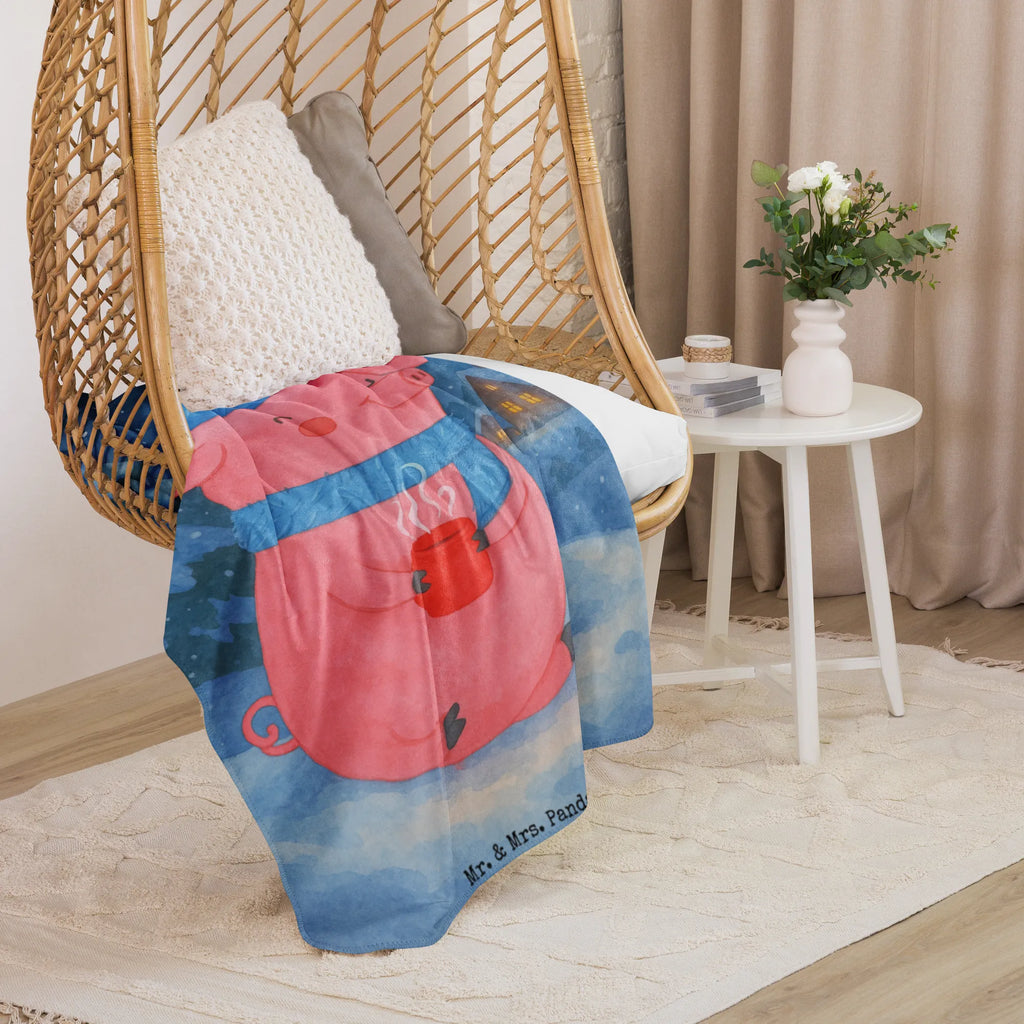 Sherpa Kuscheldecke Schwein Glühwein Design Winter, Weihnachten, Weihnachtsdeko, Nikolaus, Advent, Heiligabend, Wintermotiv, Punsch, Weihnachtsmarkt, Glühschwein, Glühwein